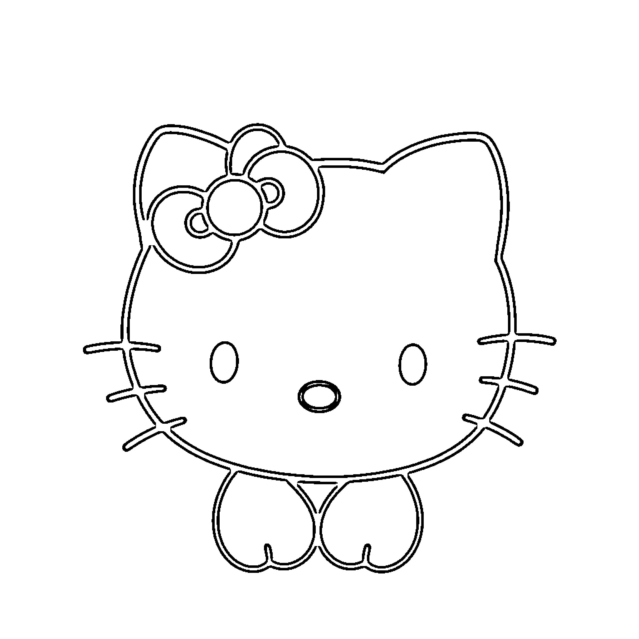 Hello Kitty posing in a simple outline Coloring Page (free black-and-white line drawing printable PDF for all, from beginners to advanced learners, including children, teens, adults, and seniors)