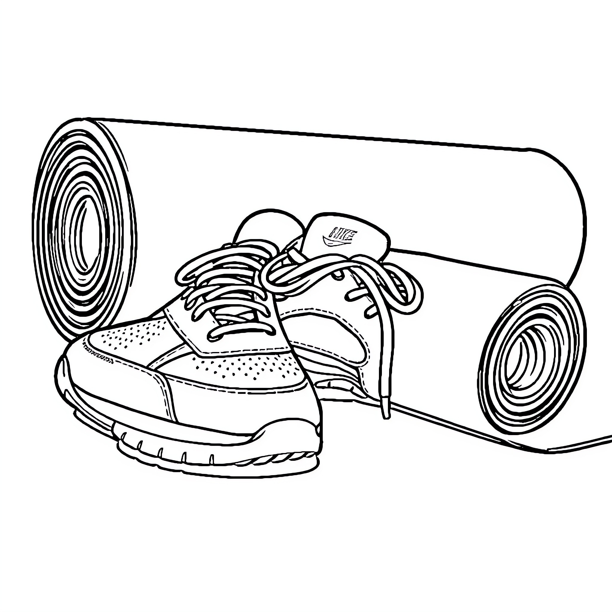 Shoe with laces and tire Coloring Page (free black-and-white line drawing printable PDF for all, from beginners to advanced learners, including children, teens, adults, and seniors)