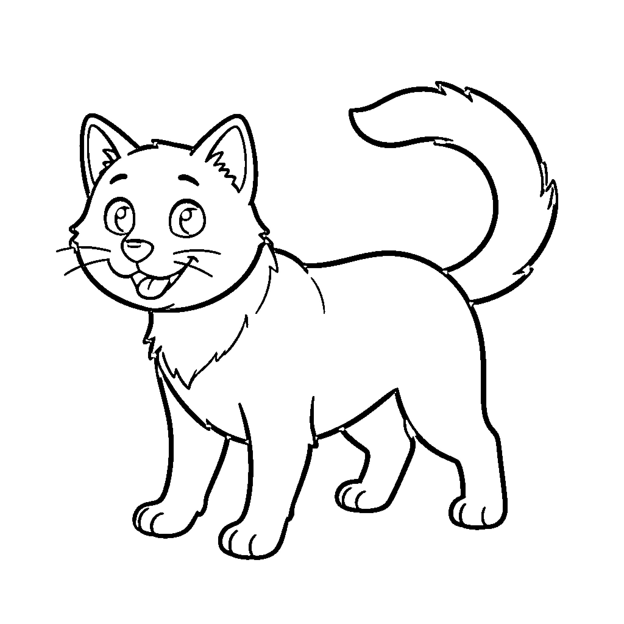 Catdog happily playing in the park Coloring Page (free black-and-white line drawing printable PDF for all, from beginners to advanced learners, including children, teens, adults, and seniors)
