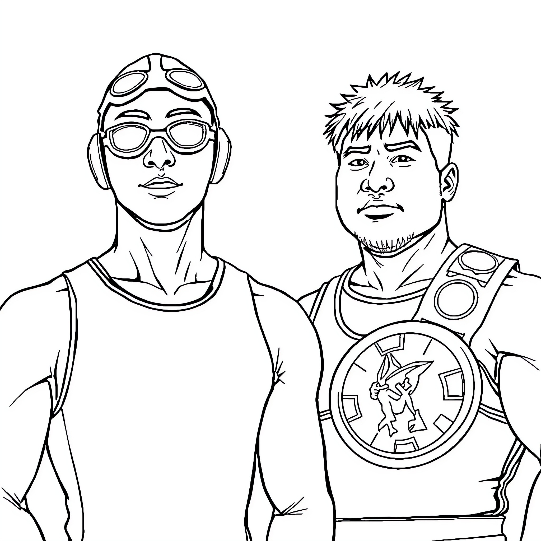 Athlete adventurers in protective gear Coloring Page (free black-and-white line drawing printable PDF for all, from beginners to advanced learners, including children, teens, adults, and seniors)