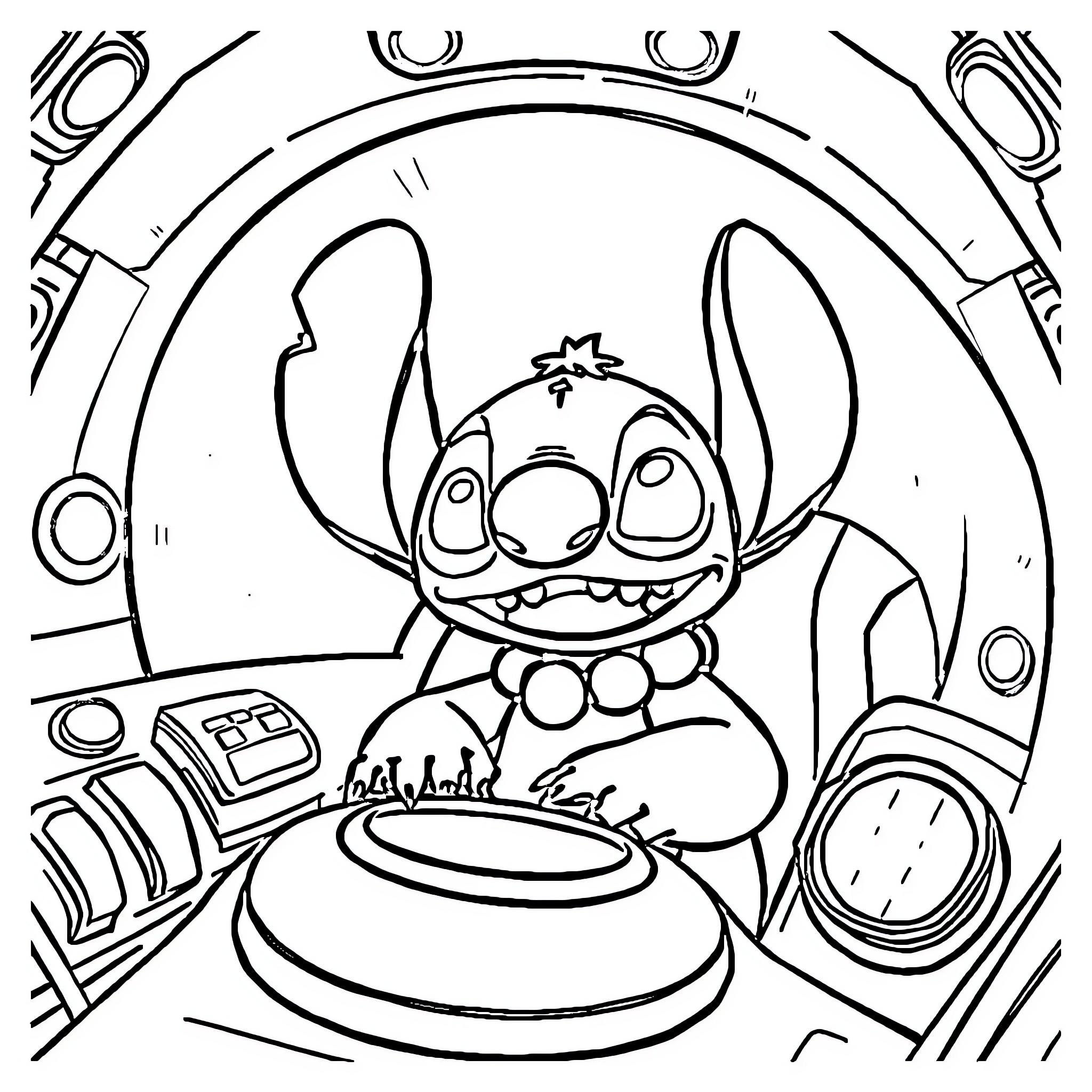 Lilo's Intergalactic Adventure Coloring Page (free black-and-white line drawing printable PDF for all, from beginners to advanced learners, including children, teens, adults, and seniors)
