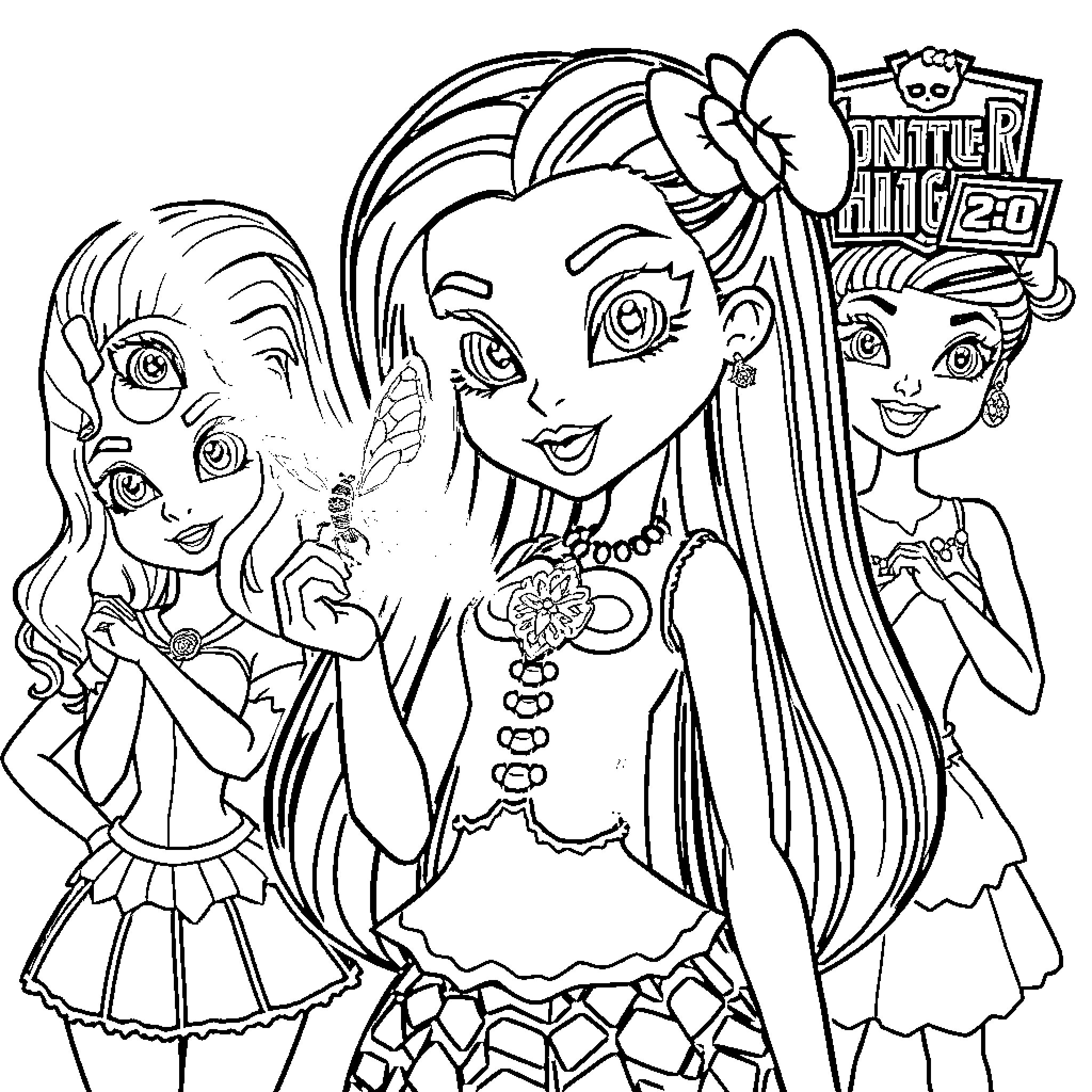 Chleo and Friends Celebrating at the Dance Party Coloring Page (free black-and-white line drawing printable PDF for all, from beginners to advanced learners, including children, teens, adults, and seniors)