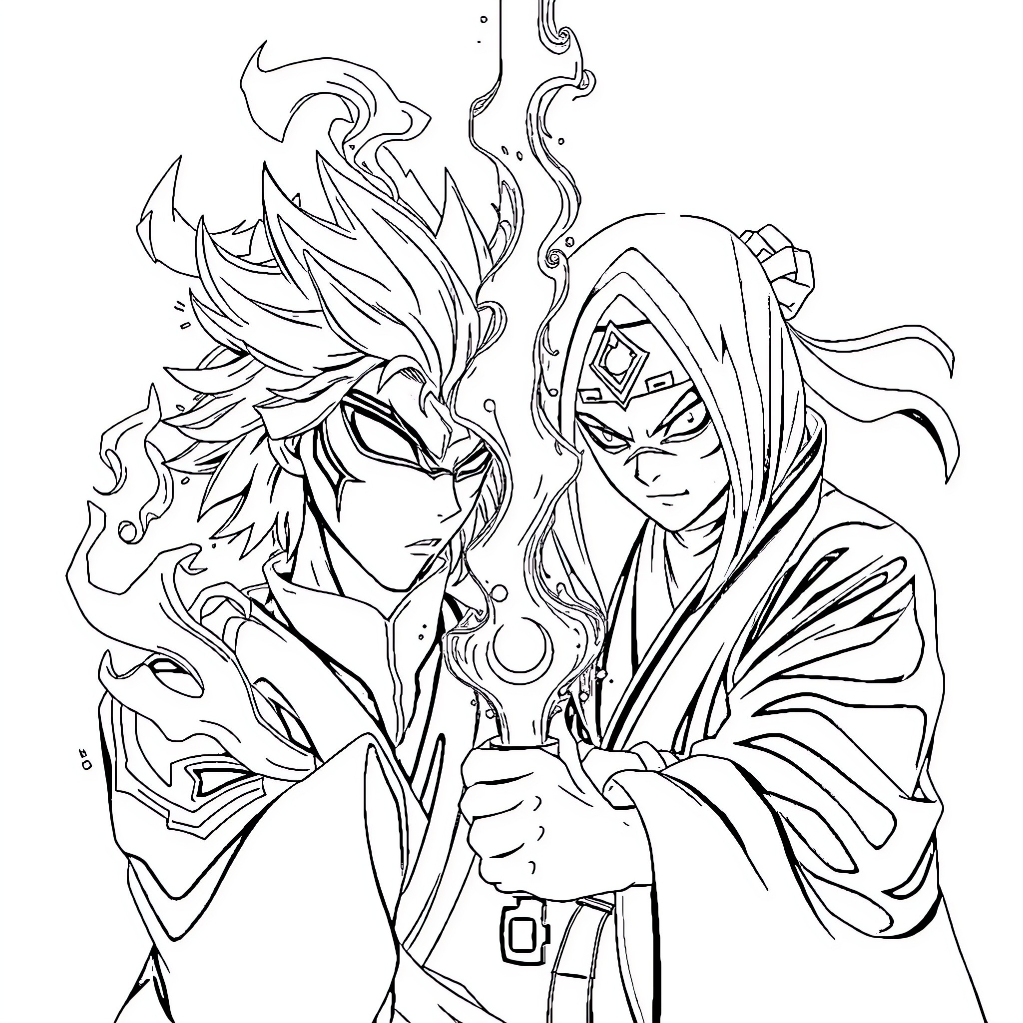 Sharingan Warrior's Fierce Determination Coloring Page (free black-and-white line drawing printable PDF for all, from beginners to advanced learners, including children, teens, adults, and seniors)