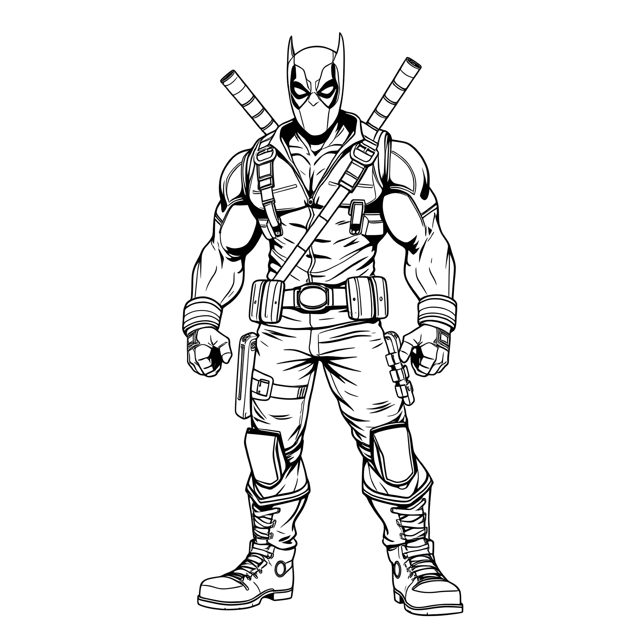 Hulk-inspired superhero in action-ready pose Coloring Page (free black-and-white line drawing printable PDF for all, from beginners to advanced learners, including children, teens, adults, and seniors)