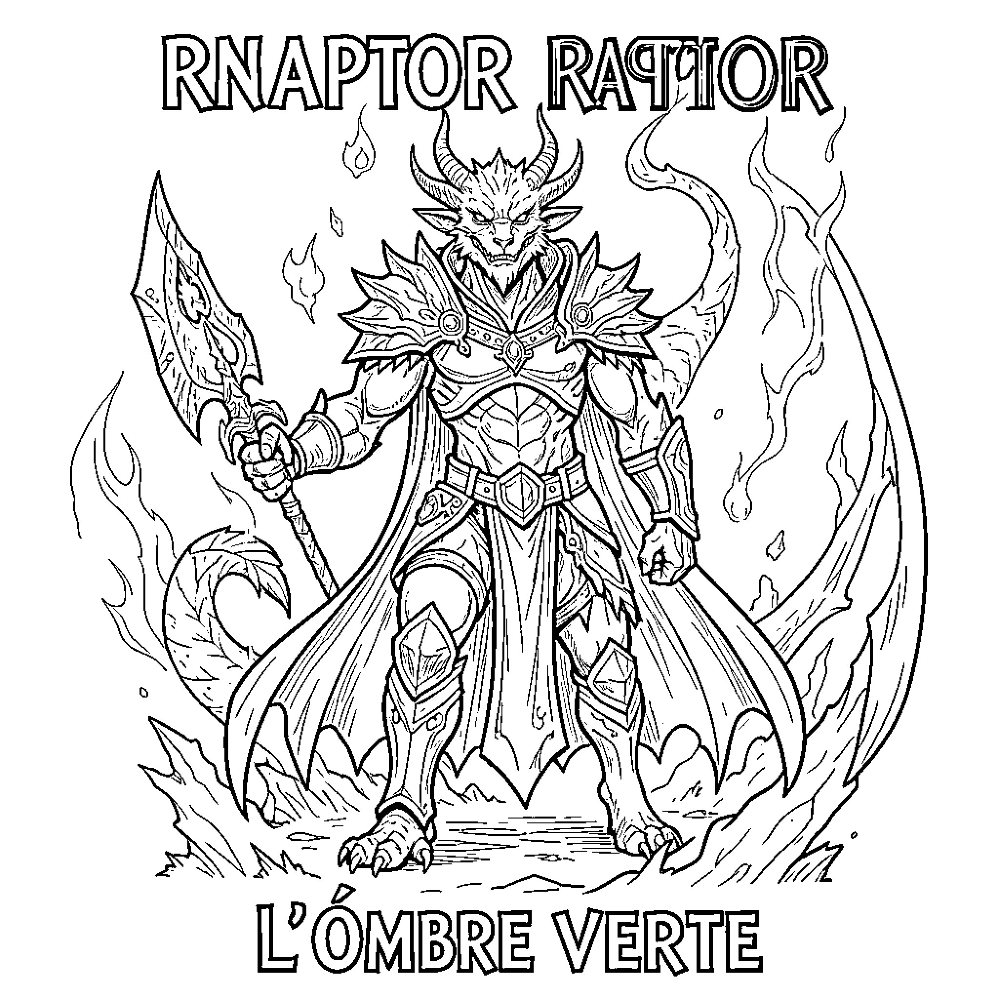 Raptor Warrior in Powerful Stance Coloring Page (free black-and-white line drawing printable PDF for all, from beginners to advanced learners, including children, teens, adults, and seniors)