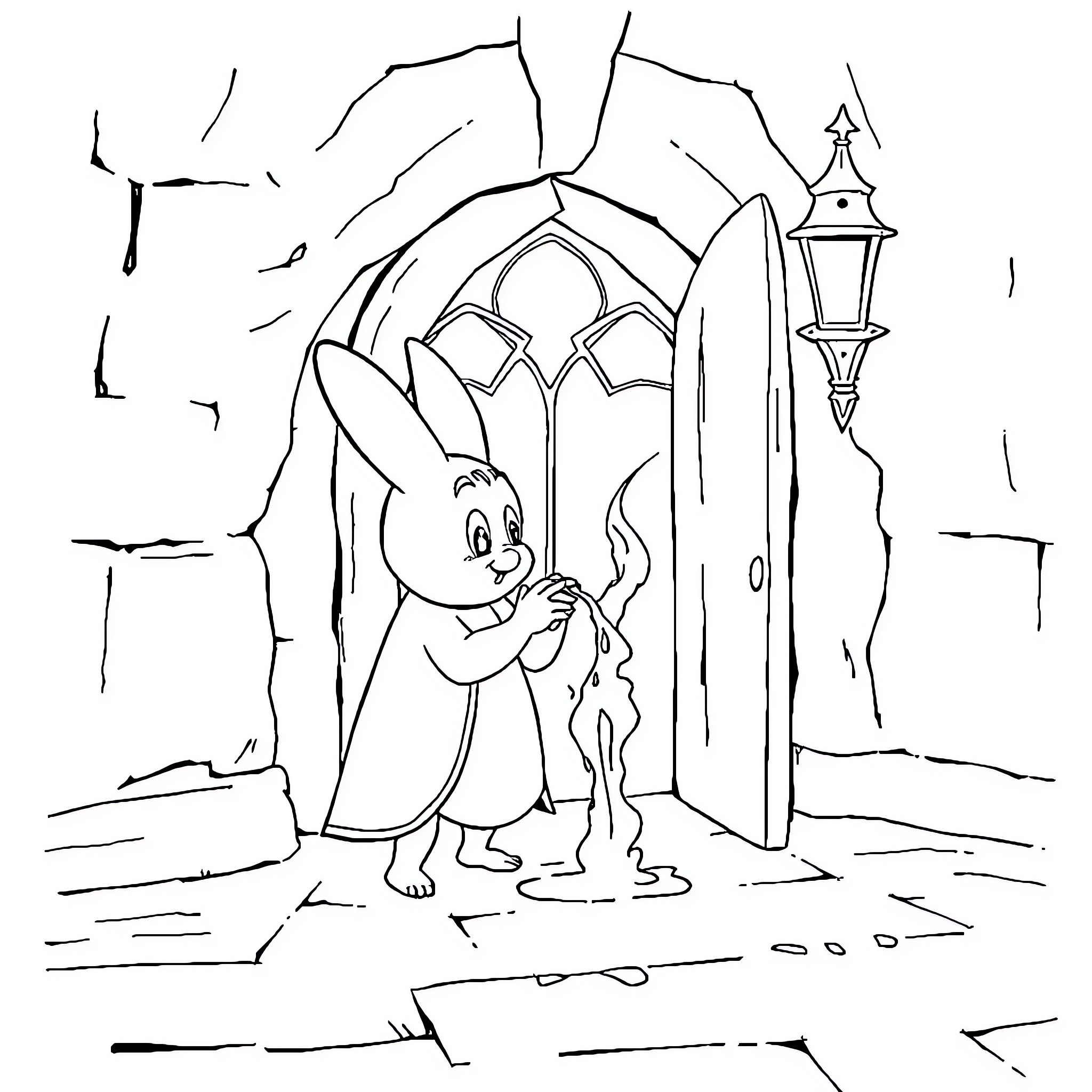 Cinderella's Enchanted Castle Adventure Coloring Page (free black-and-white line drawing printable PDF for all, from beginners to advanced learners, including children, teens, adults, and seniors)