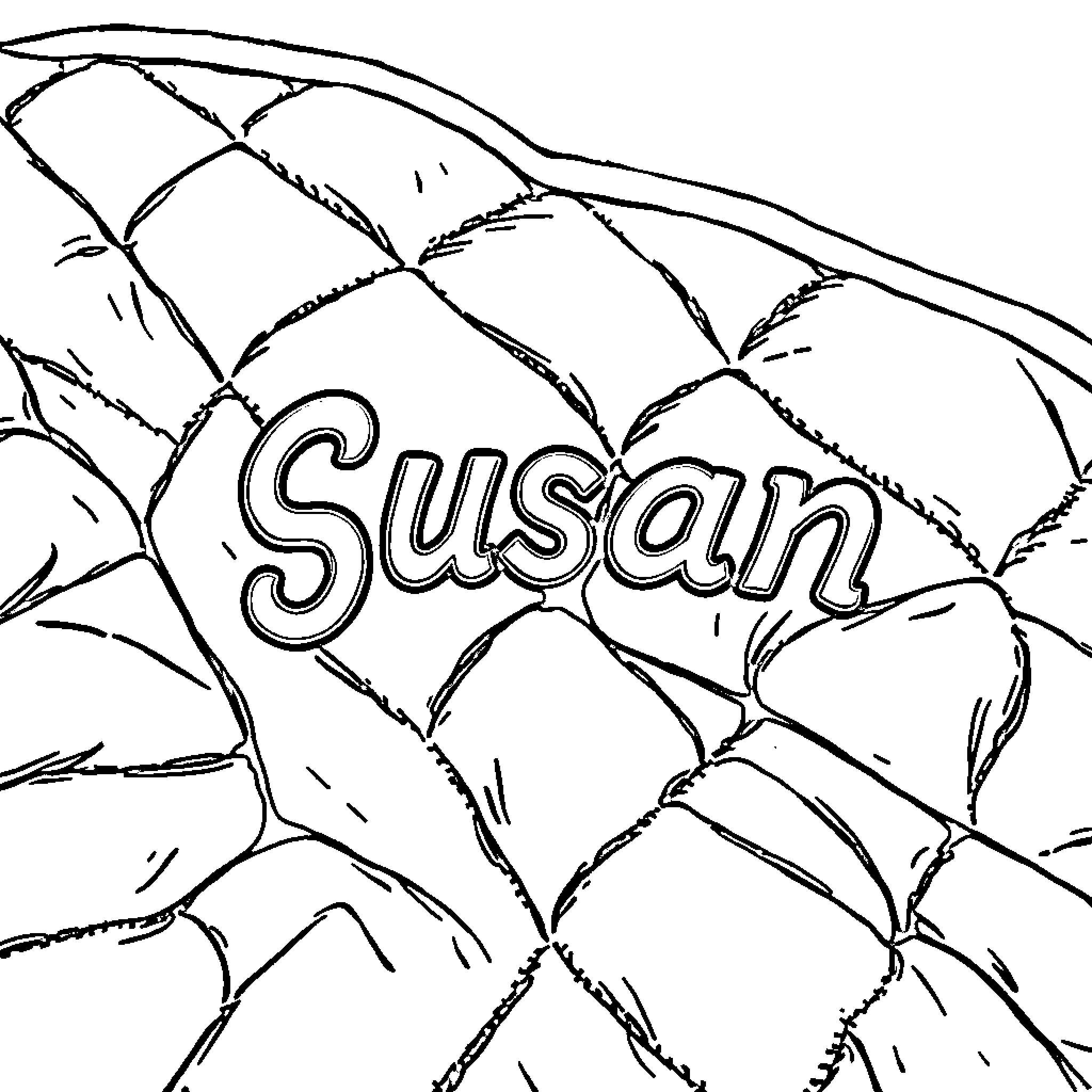 Blanket with a name embroidered Coloring Page (free black-and-white line drawing printable PDF for all, from beginners to advanced learners, including children, teens, adults, and seniors)