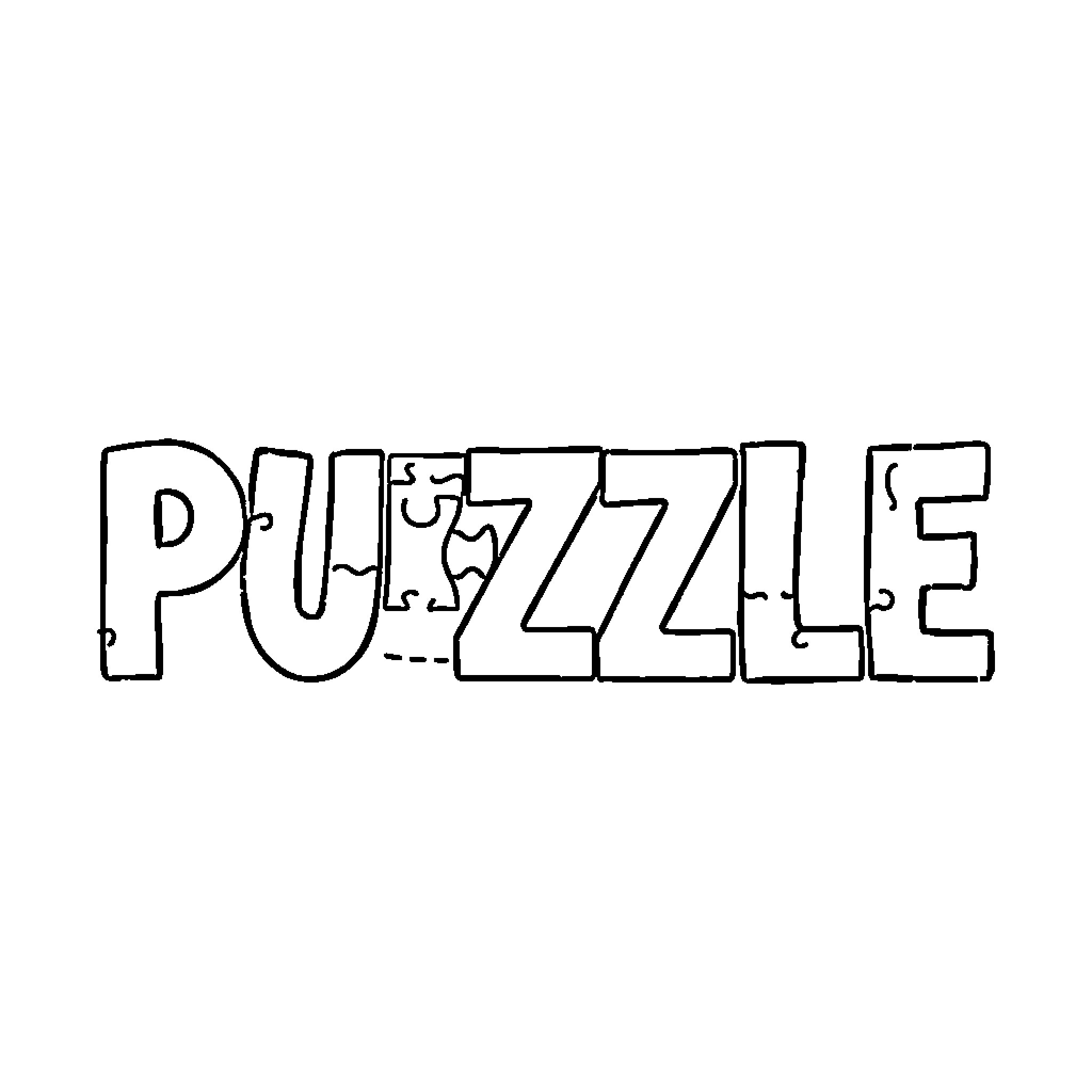 Puzzle with Playful Text Coloring Page (free black-and-white line drawing printable PDF for all, from beginners to advanced learners, including children, teens, adults, and seniors)