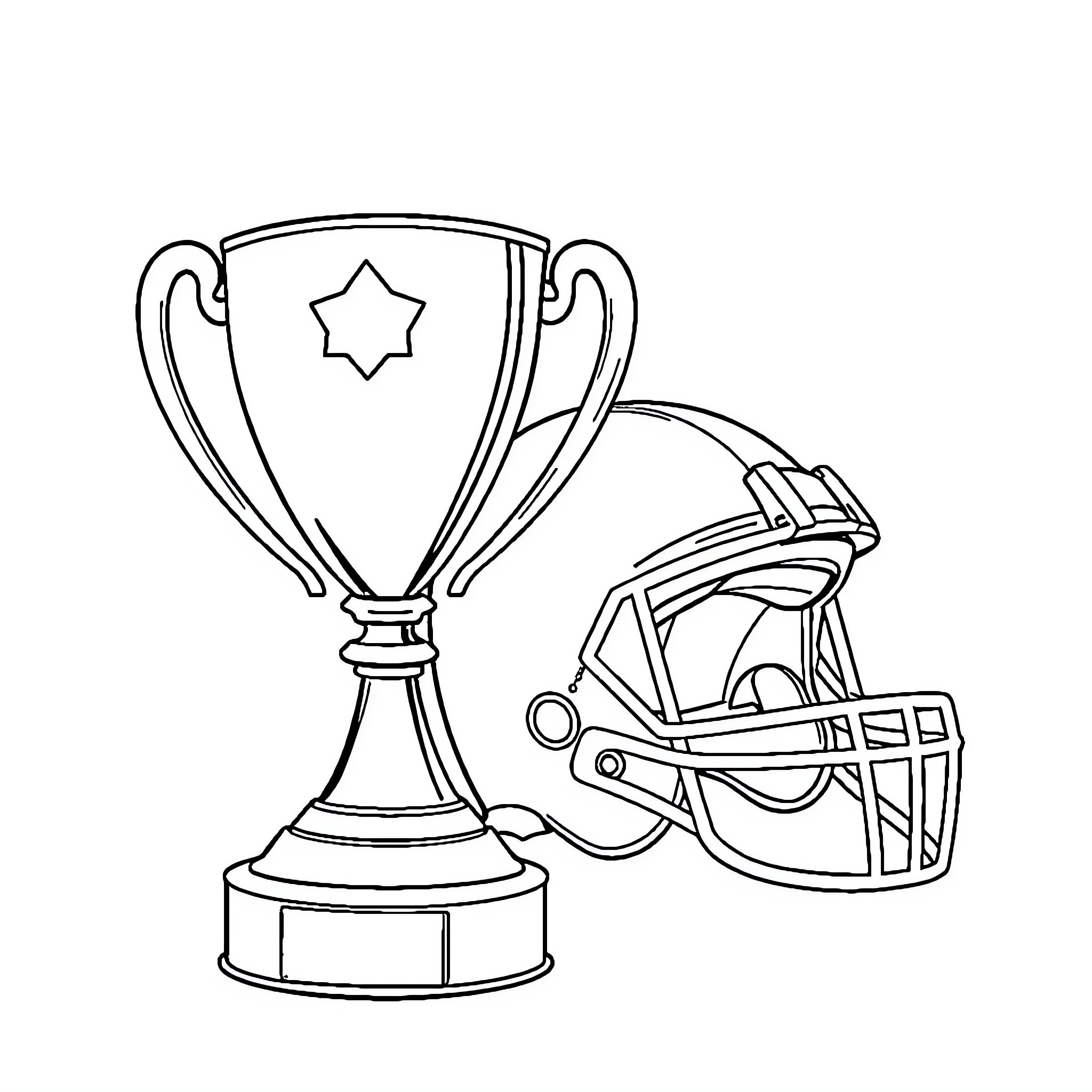 Trophy for Sports Victory Celebration Coloring Page (free black-and-white line drawing printable PDF for all, from beginners to advanced learners, including children, teens, adults, and seniors)