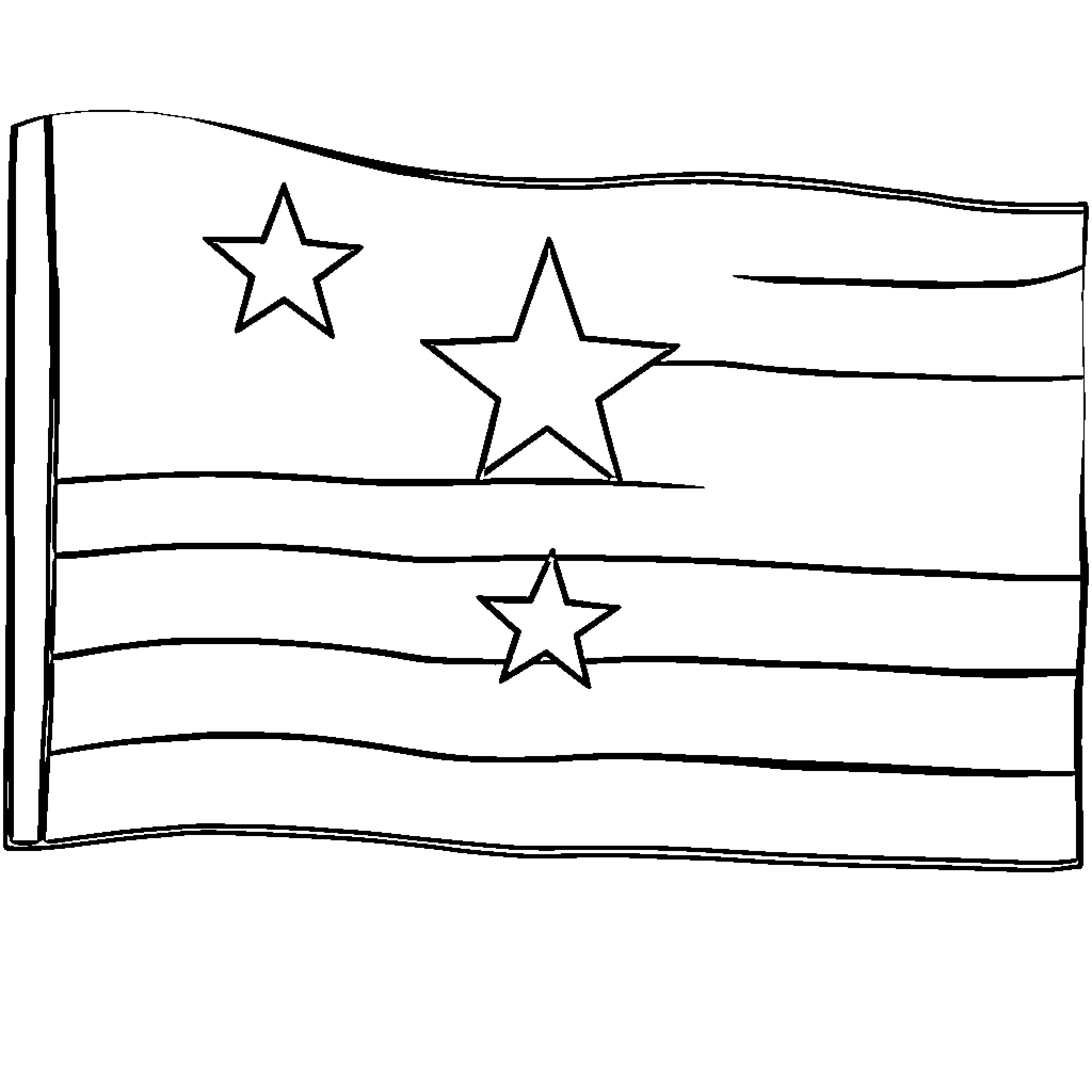Honduras Flag with Stars and Stripes Coloring Page (free black-and-white line drawing printable PDF for all, from beginners to advanced learners, including children, teens, adults, and seniors)
