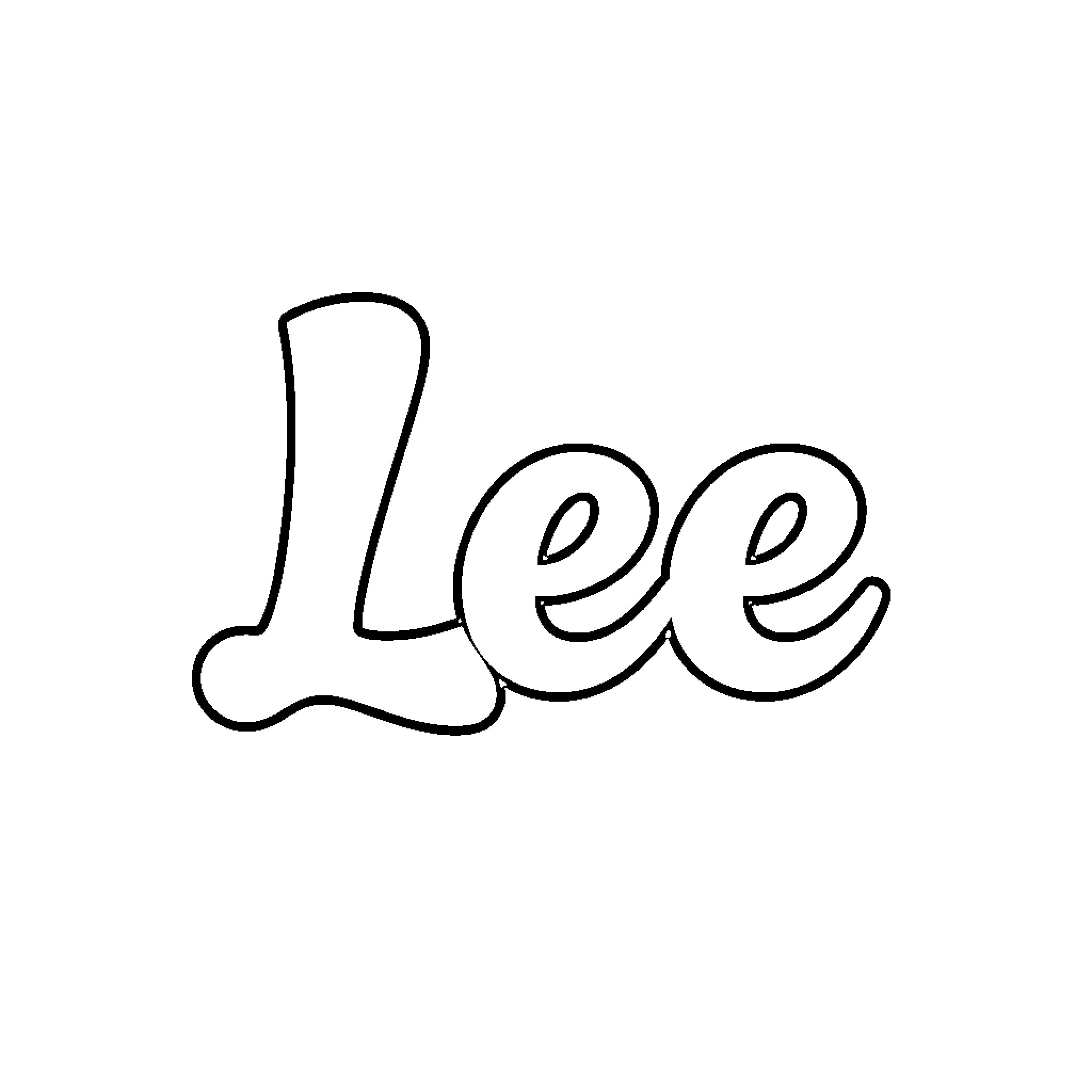 Lee's Handwritten Name Coloring Page (free black-and-white line drawing printable PDF for all, from beginners to advanced learners, including children, teens, adults, and seniors)