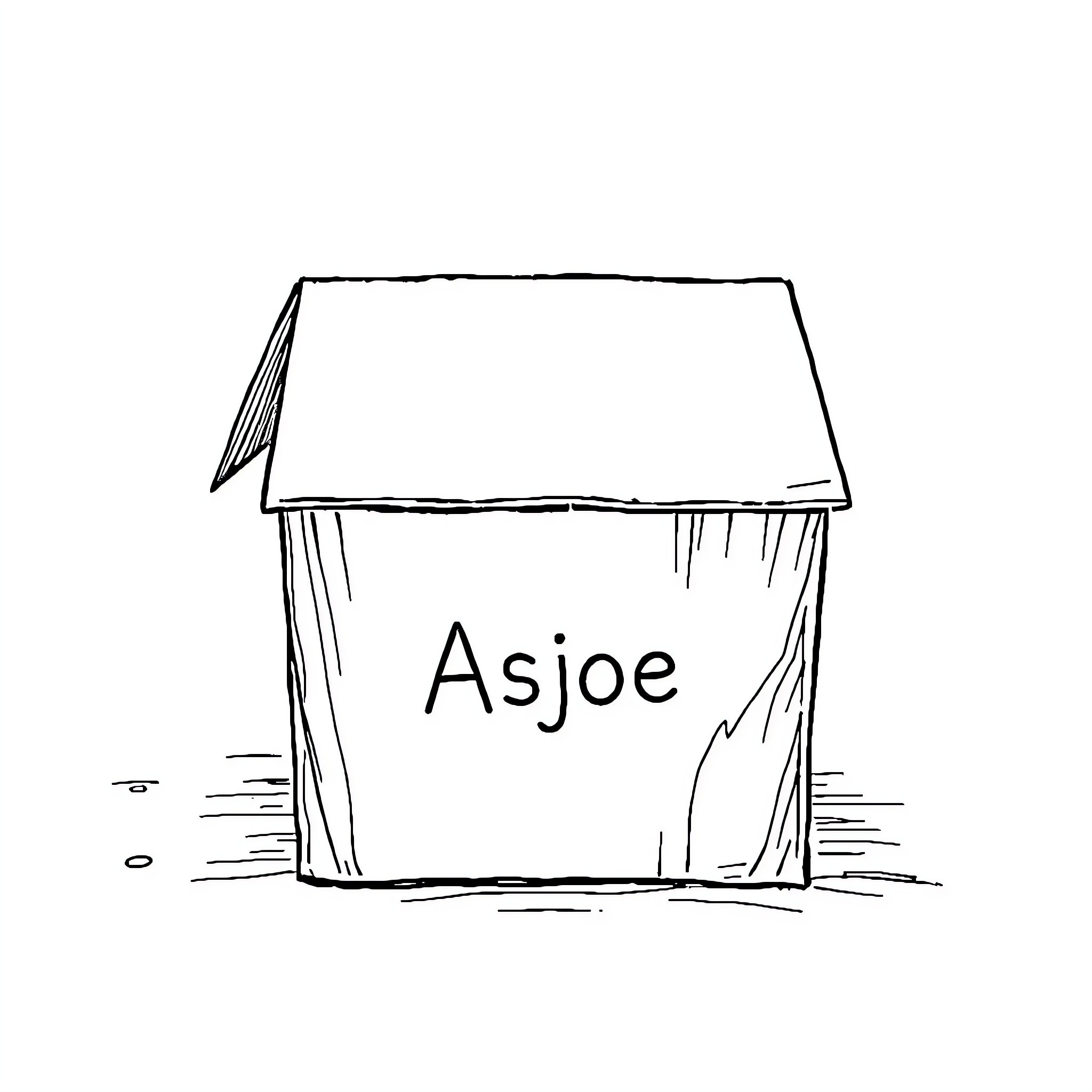 Box labeled with Asjoe Coloring Page (free black-and-white line drawing printable PDF for all, from beginners to advanced learners, including children, teens, adults, and seniors)