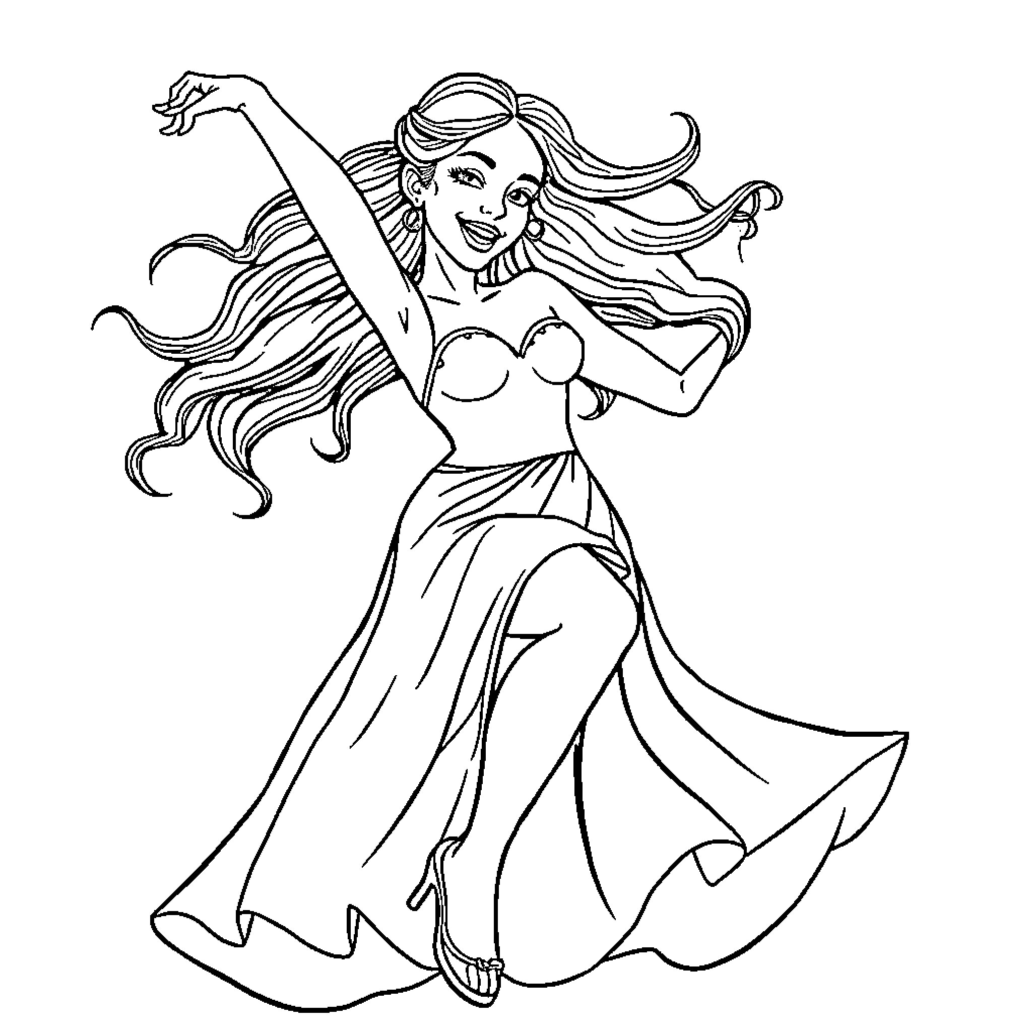 Ms Rachel's Lively Dance Performance Coloring Page (free black-and-white line drawing printable PDF for all, from beginners to advanced learners, including children, teens, adults, and seniors)