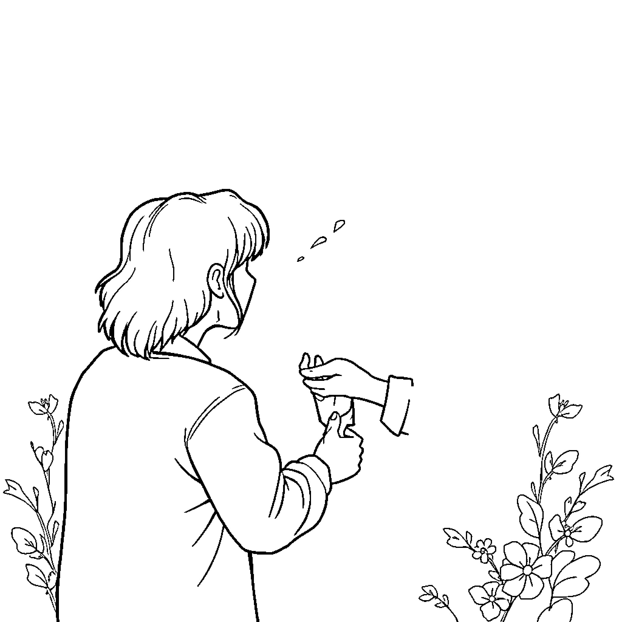 Make Me Daydream in the Garden Coloring Page (free black-and-white line drawing printable PDF for all, from beginners to advanced learners, including children, teens, adults, and seniors)