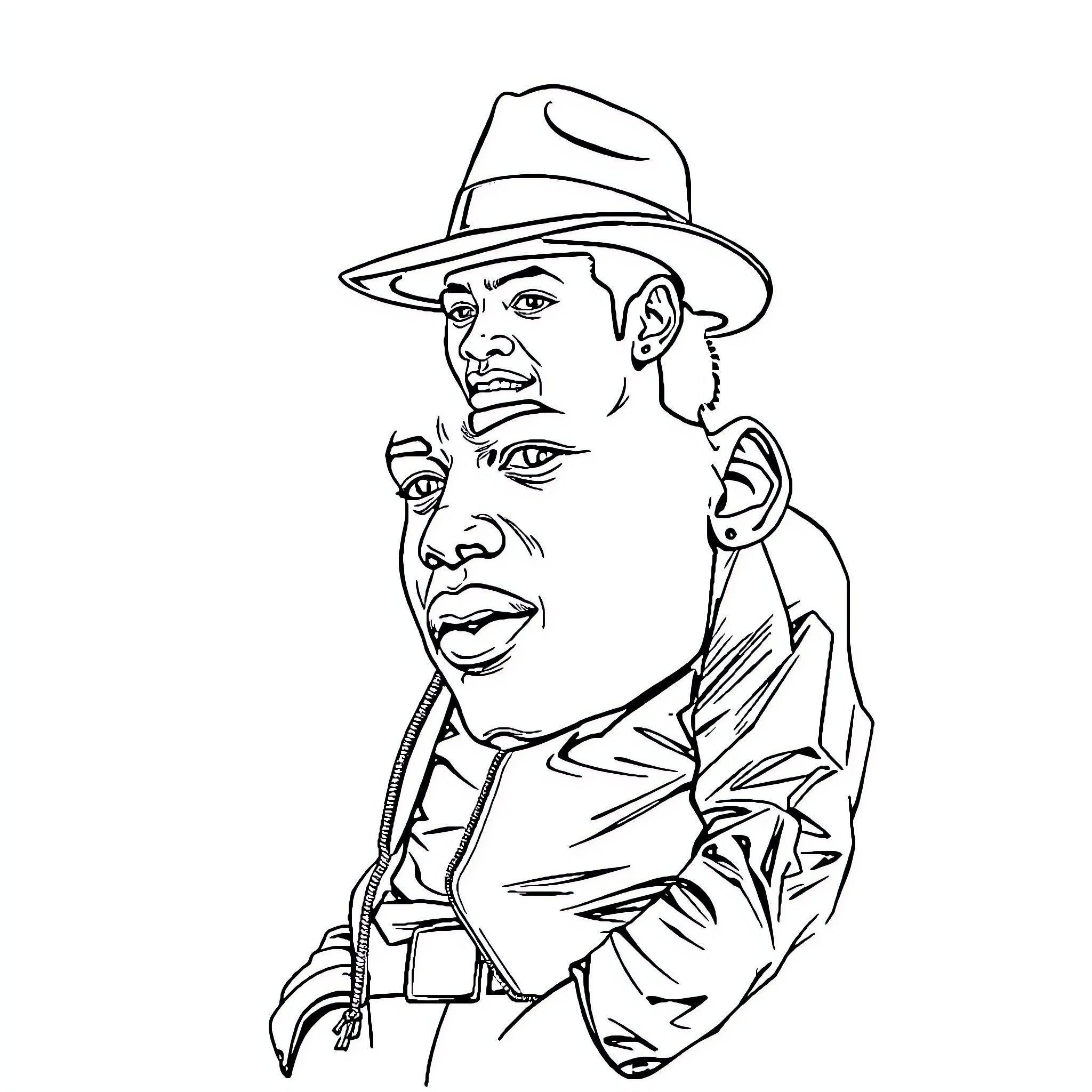 Michael Jordan in Pensive Expression Coloring Page (free black-and-white line drawing printable PDF for all, from beginners to advanced learners, including children, teens, adults, and seniors)