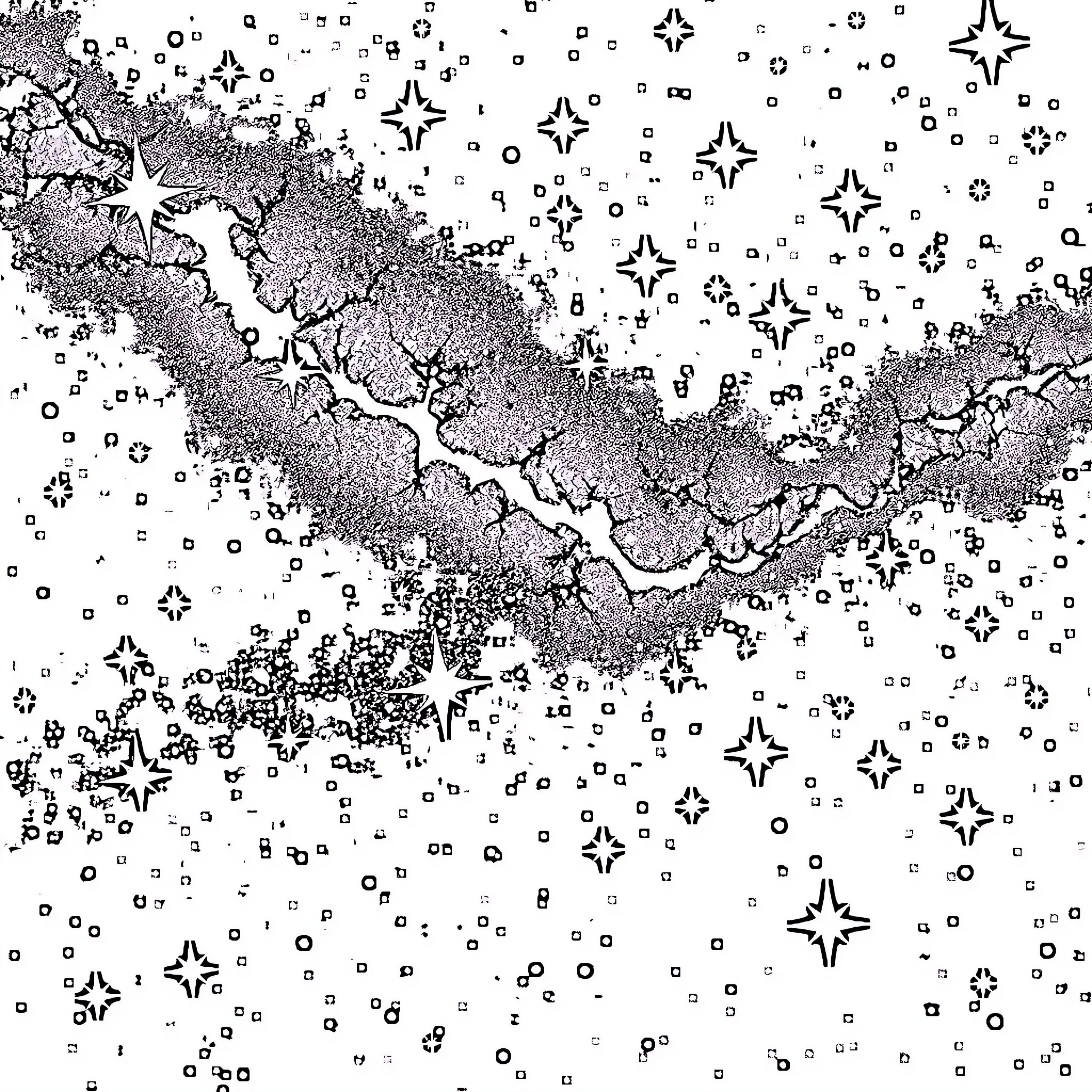 Galaxy of Starry Formations Coloring Page (free black-and-white line drawing printable PDF for all, from beginners to advanced learners, including children, teens, adults, and seniors)