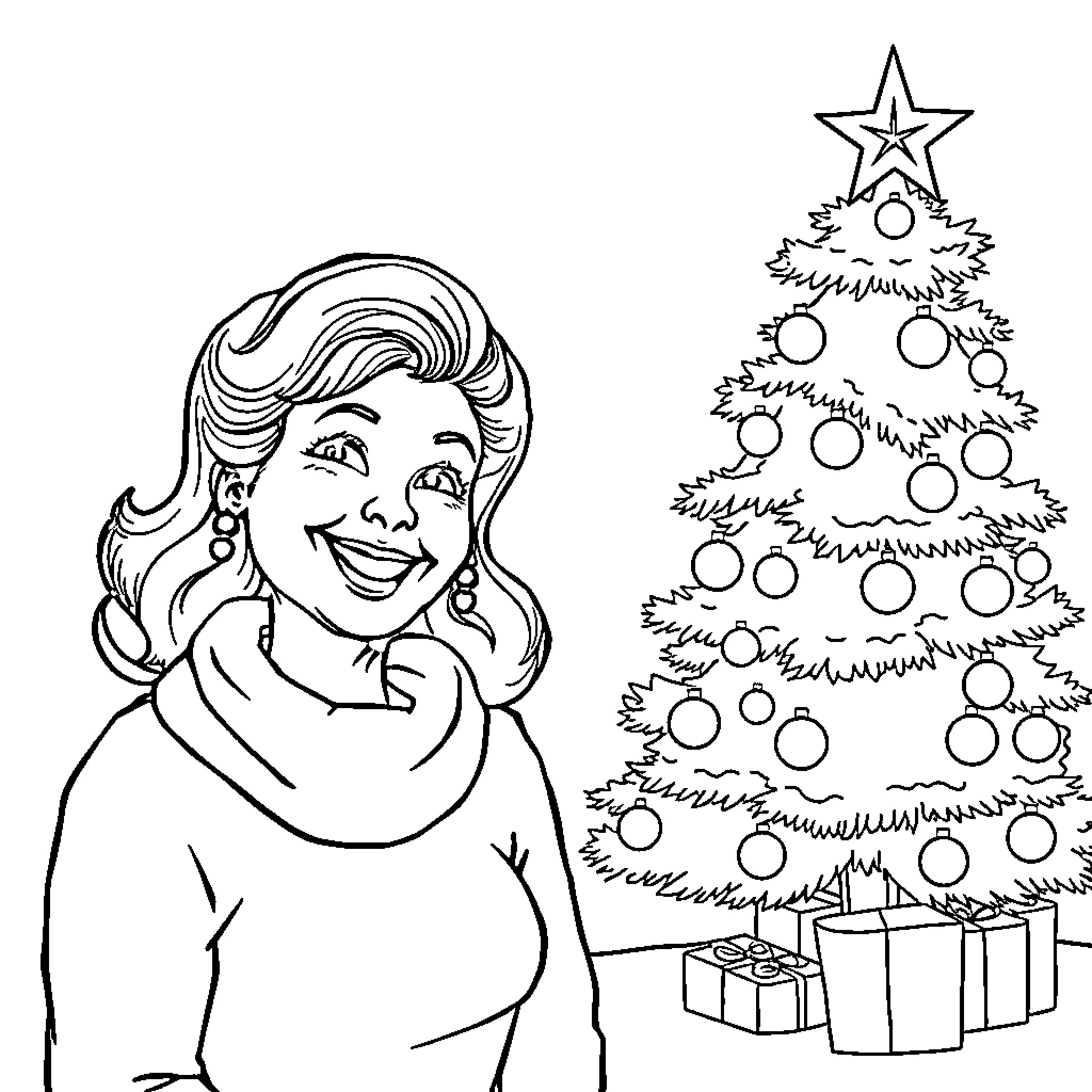 Bluey's festive holiday celebration Coloring Page (free black-and-white line drawing printable PDF for all, from beginners to advanced learners, including children, teens, adults, and seniors)