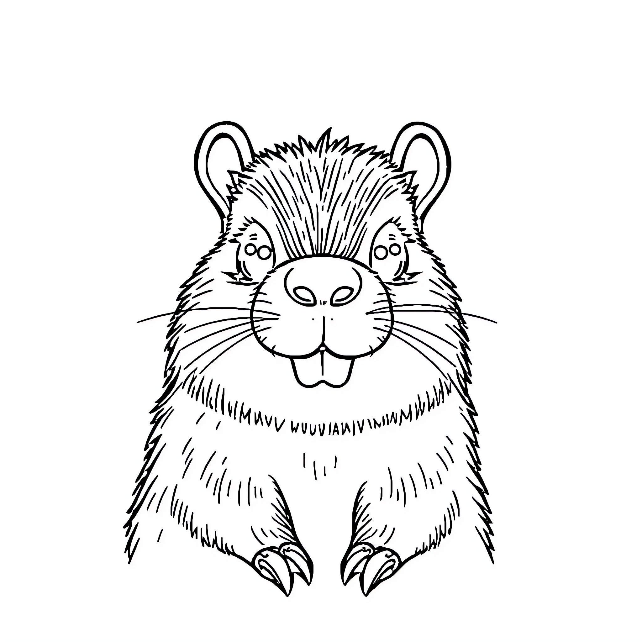 Capybara with comical expression Coloring Page (free black-and-white line drawing printable PDF for all, from beginners to advanced learners, including children, teens, adults, and seniors)