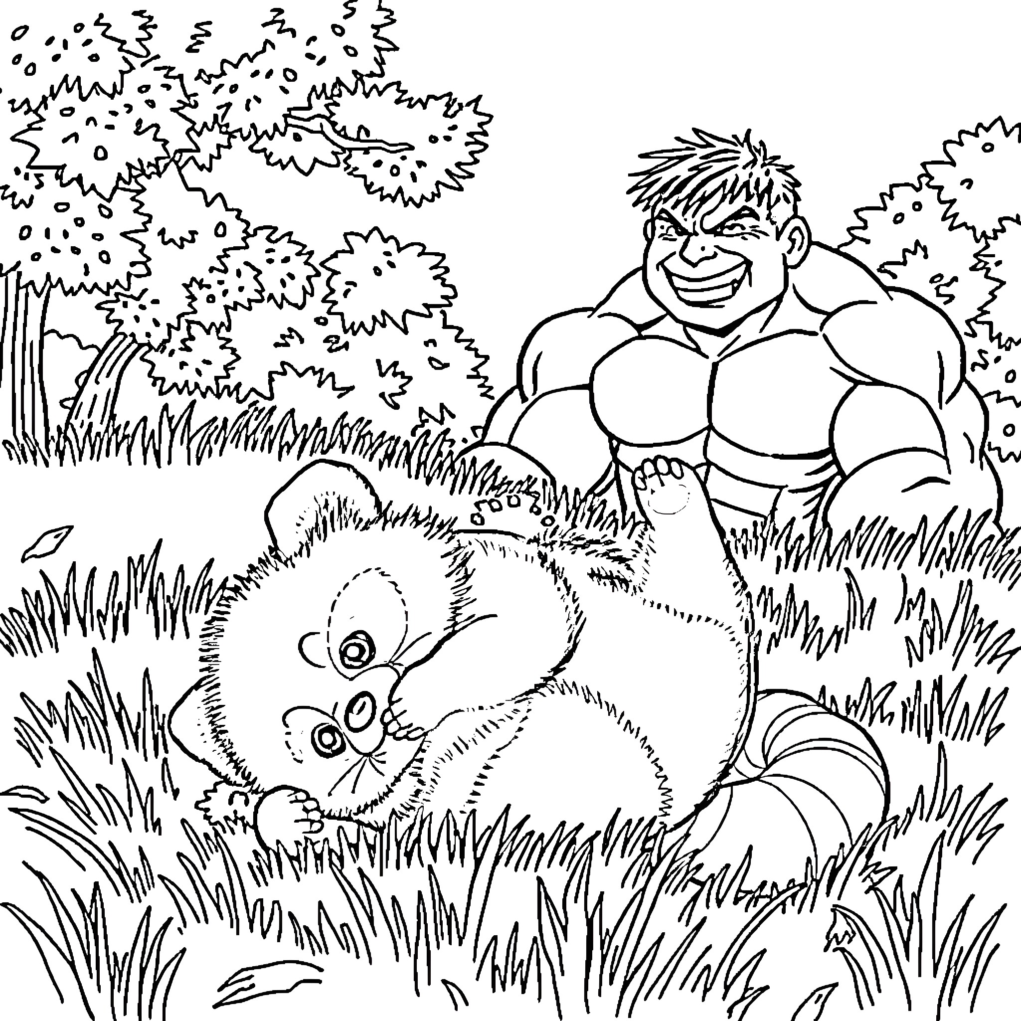 Panda relaxing in the wilderness Coloring Page (free black-and-white line drawing printable PDF for all, from beginners to advanced learners, including children, teens, adults, and seniors)