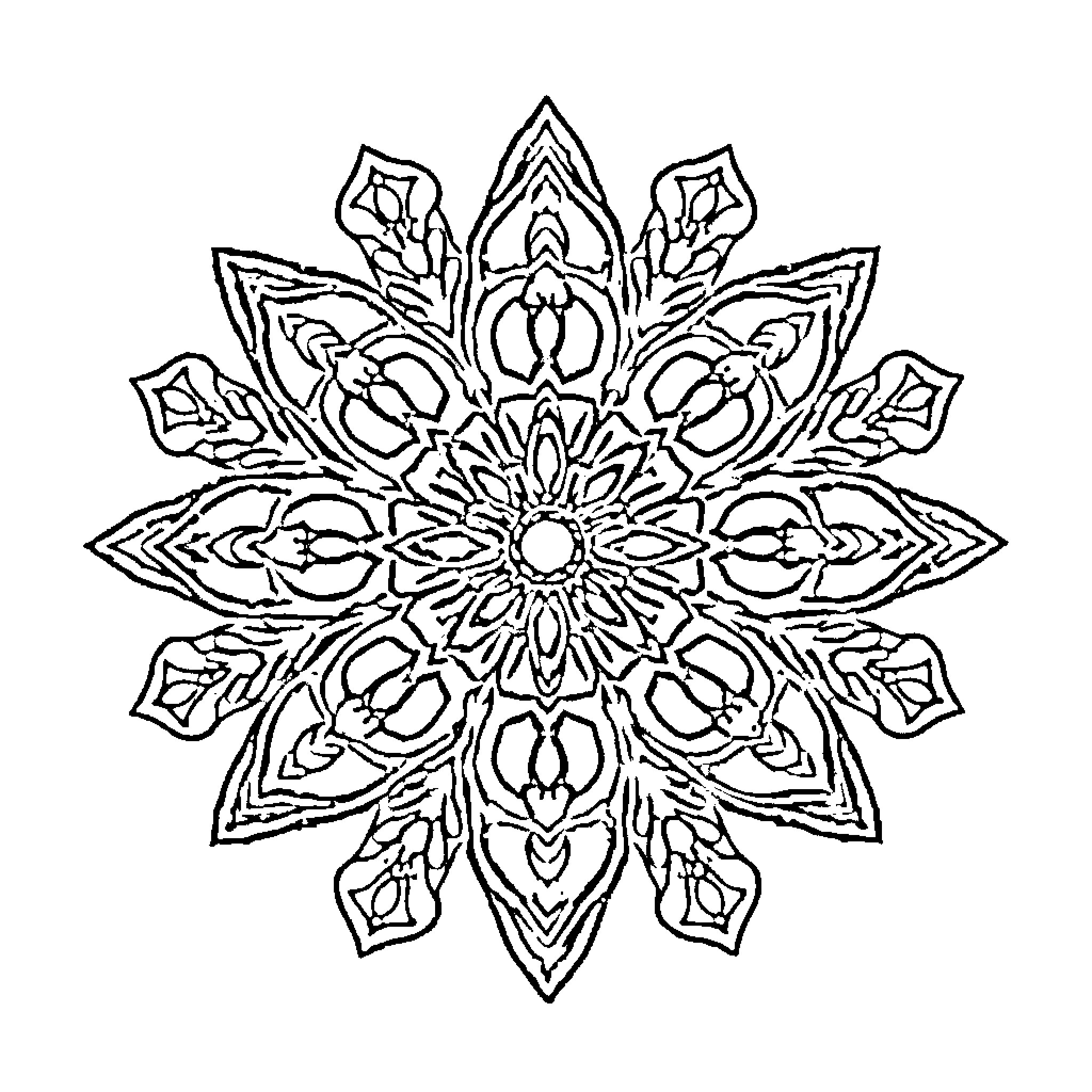 Roblox Intricate Geometric Snowflake Pattern Coloring Page (free black-and-white line drawing printable PDF for all, from beginners to advanced learners, including children, teens, adults, and seniors)
