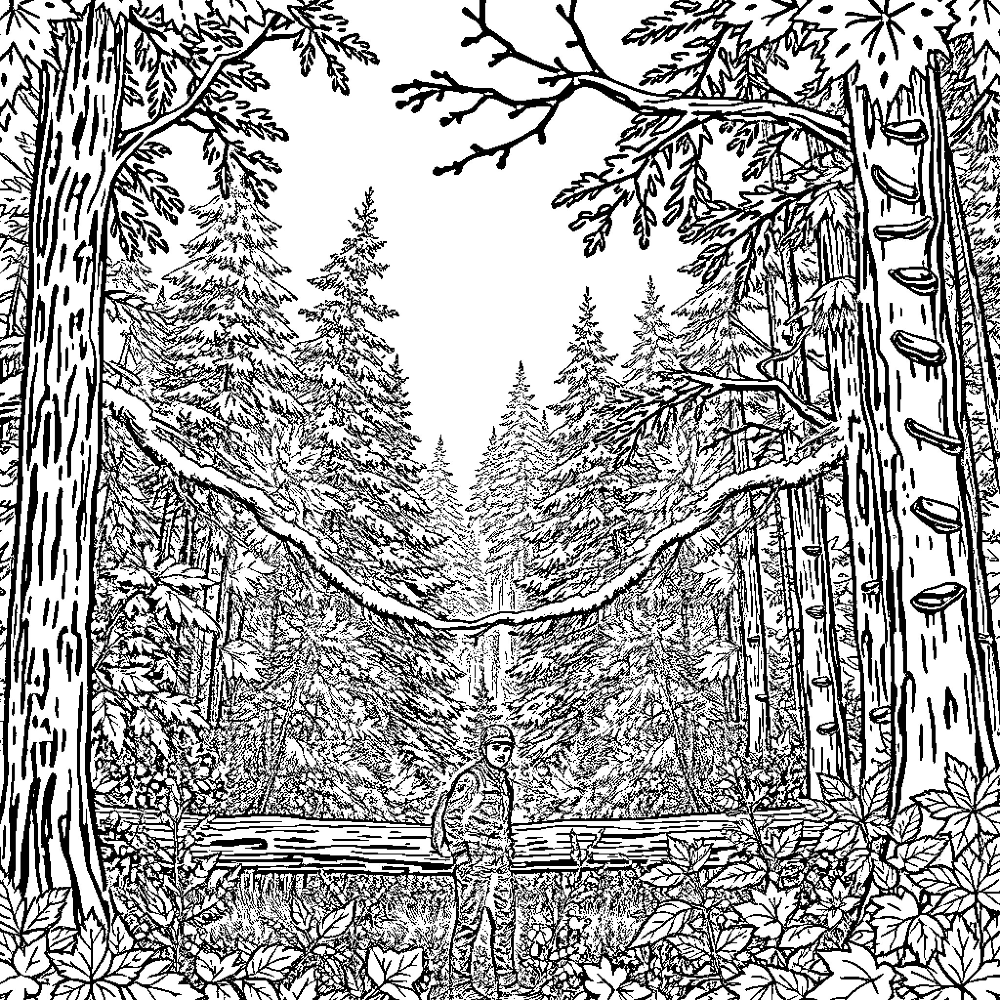 Switch in the Snowy Forest Landscape Coloring Page (free black-and-white line drawing printable PDF for all, from beginners to advanced learners, including children, teens, adults, and seniors)