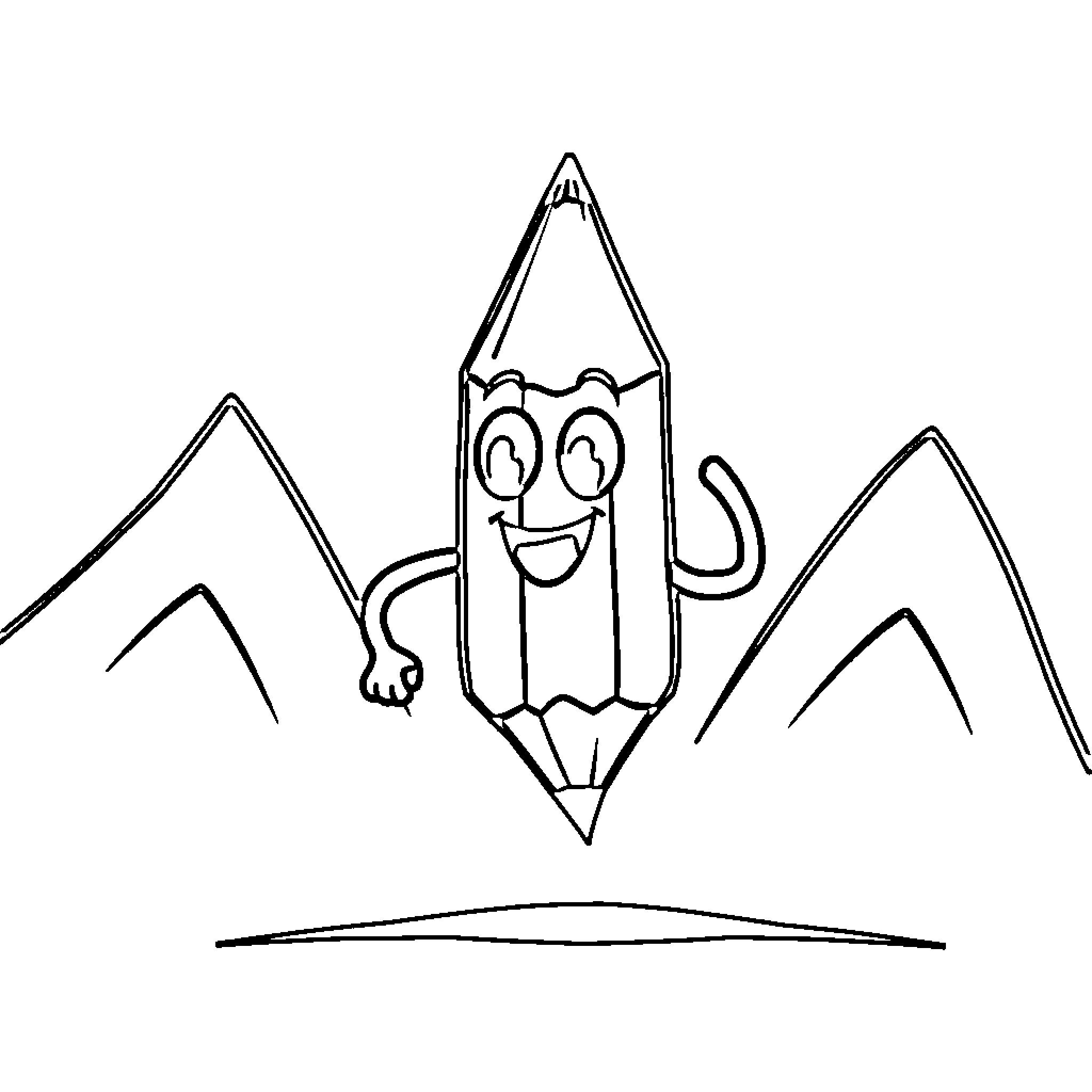 Mr. Pointy's Joyful Adventure Coloring Page (free black-and-white line drawing printable PDF for all, from beginners to advanced learners, including children, teens, adults, and seniors)