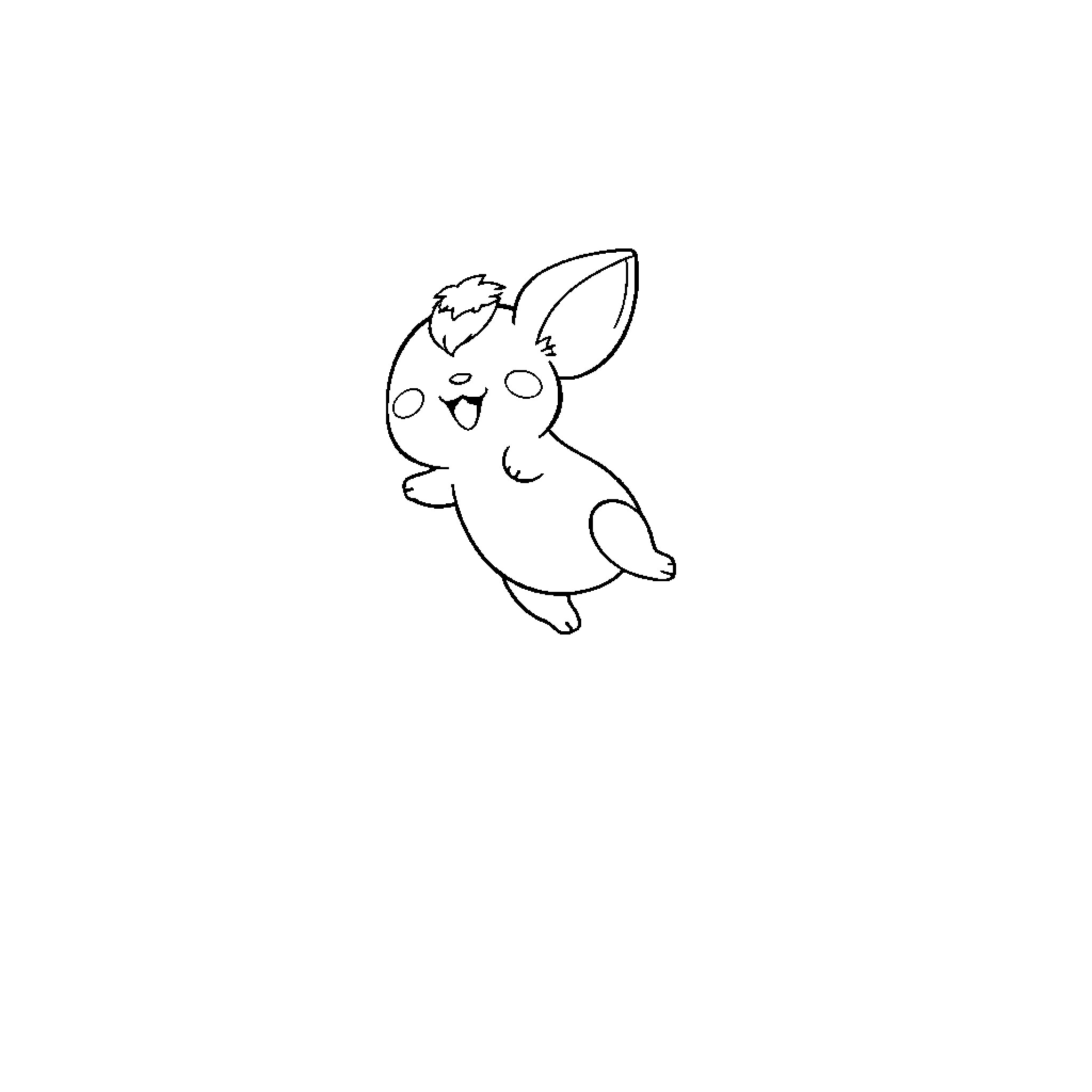 Patamon playfully flying with happy expression Coloring Page (free black-and-white line drawing printable PDF for all, from beginners to advanced learners, including children, teens, adults, and seniors)