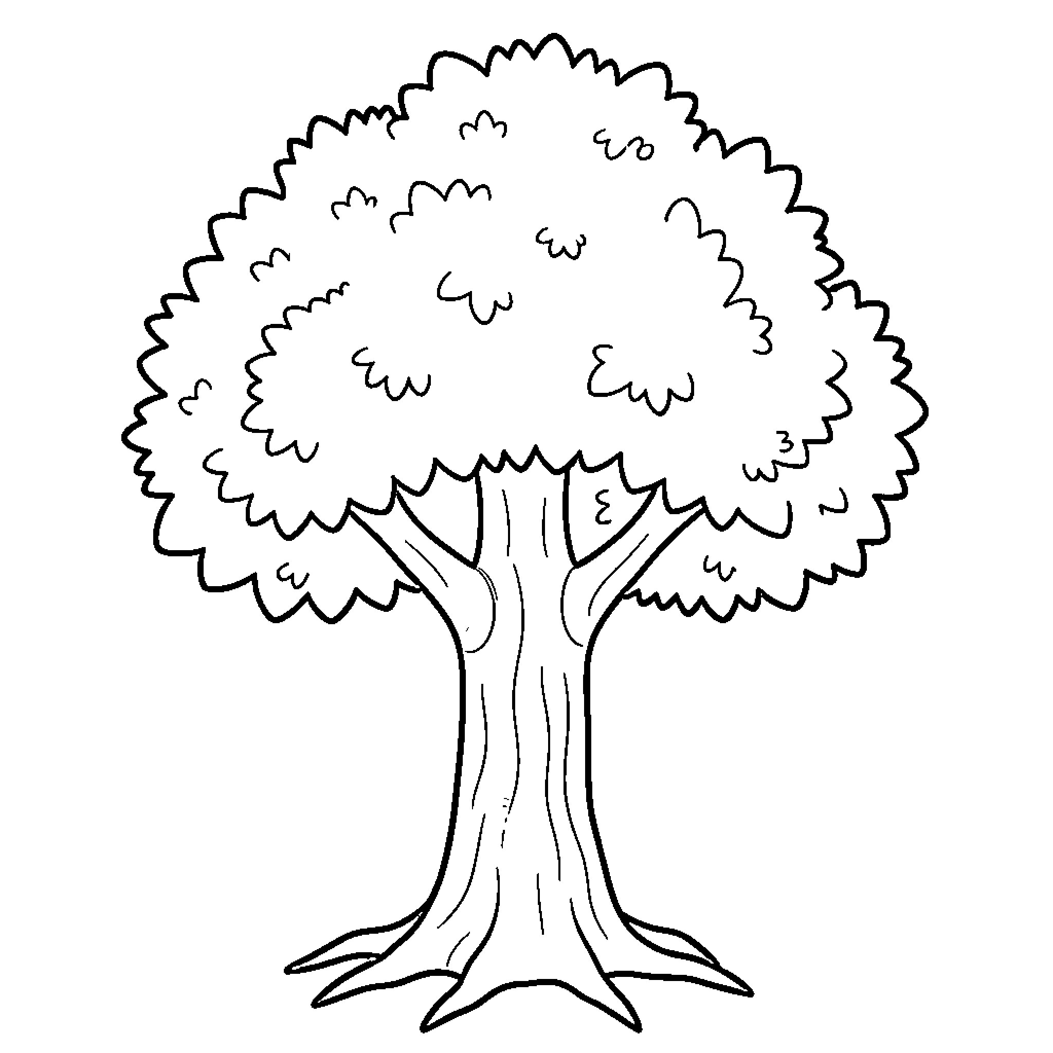 Tree with abstract foliage Coloring Page (free black-and-white line drawing printable PDF for all, from beginners to advanced learners, including children, teens, adults, and seniors)