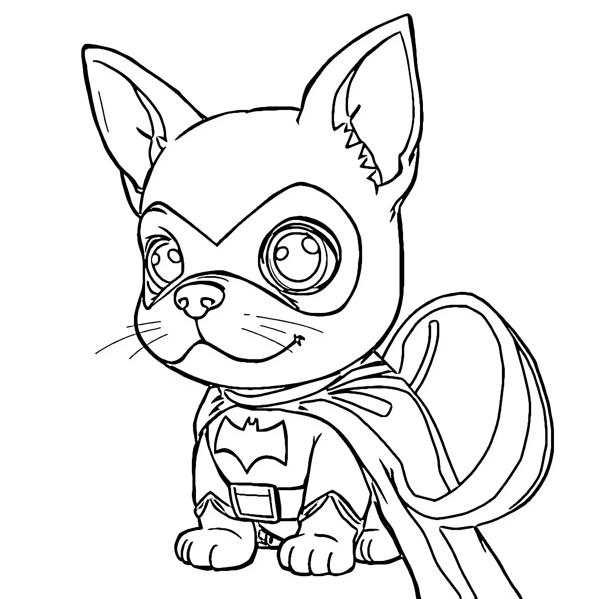 Dog superhero in cartoon style Coloring Page (free black-and-white line drawing printable PDF for all, from beginners to advanced learners, including children, teens, adults, and seniors)