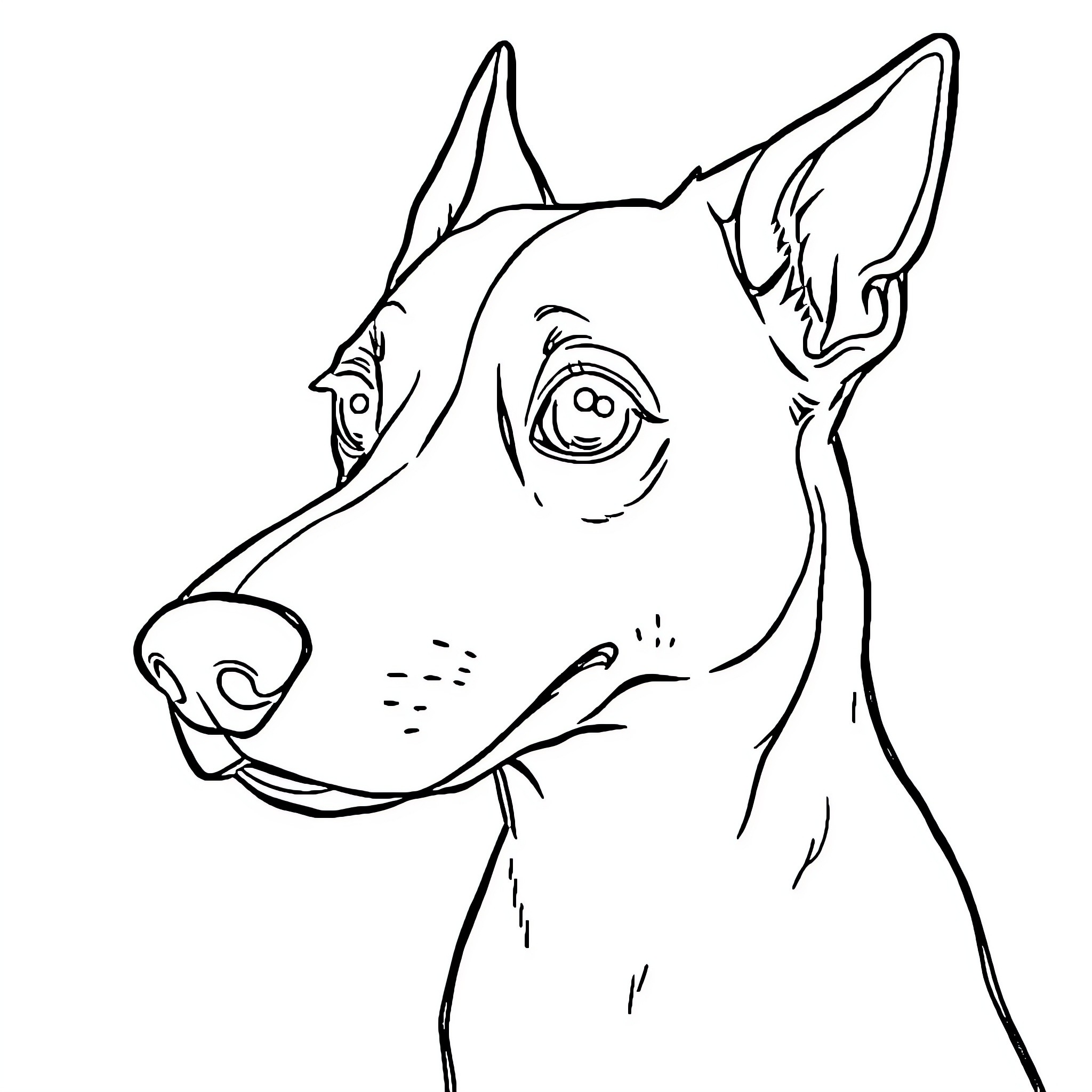 Dog with Expressive Features Coloring Page (free black-and-white line drawing printable PDF for all, from beginners to advanced learners, including children, teens, adults, and seniors)