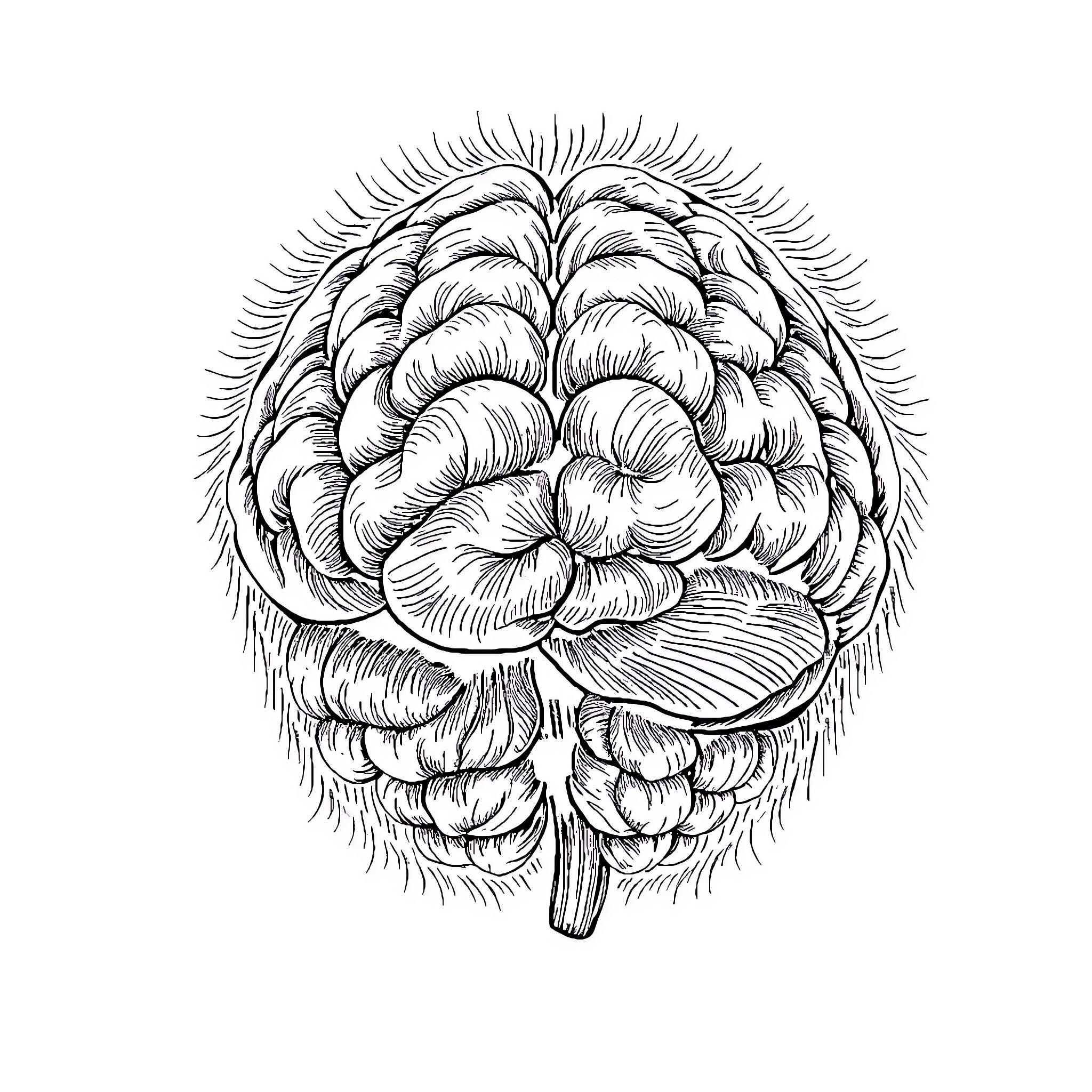 Brainrot: Convoluted and Cerebral Depiction Coloring Page (free black-and-white line drawing printable PDF for all, from beginners to advanced learners, including children, teens, adults, and seniors)