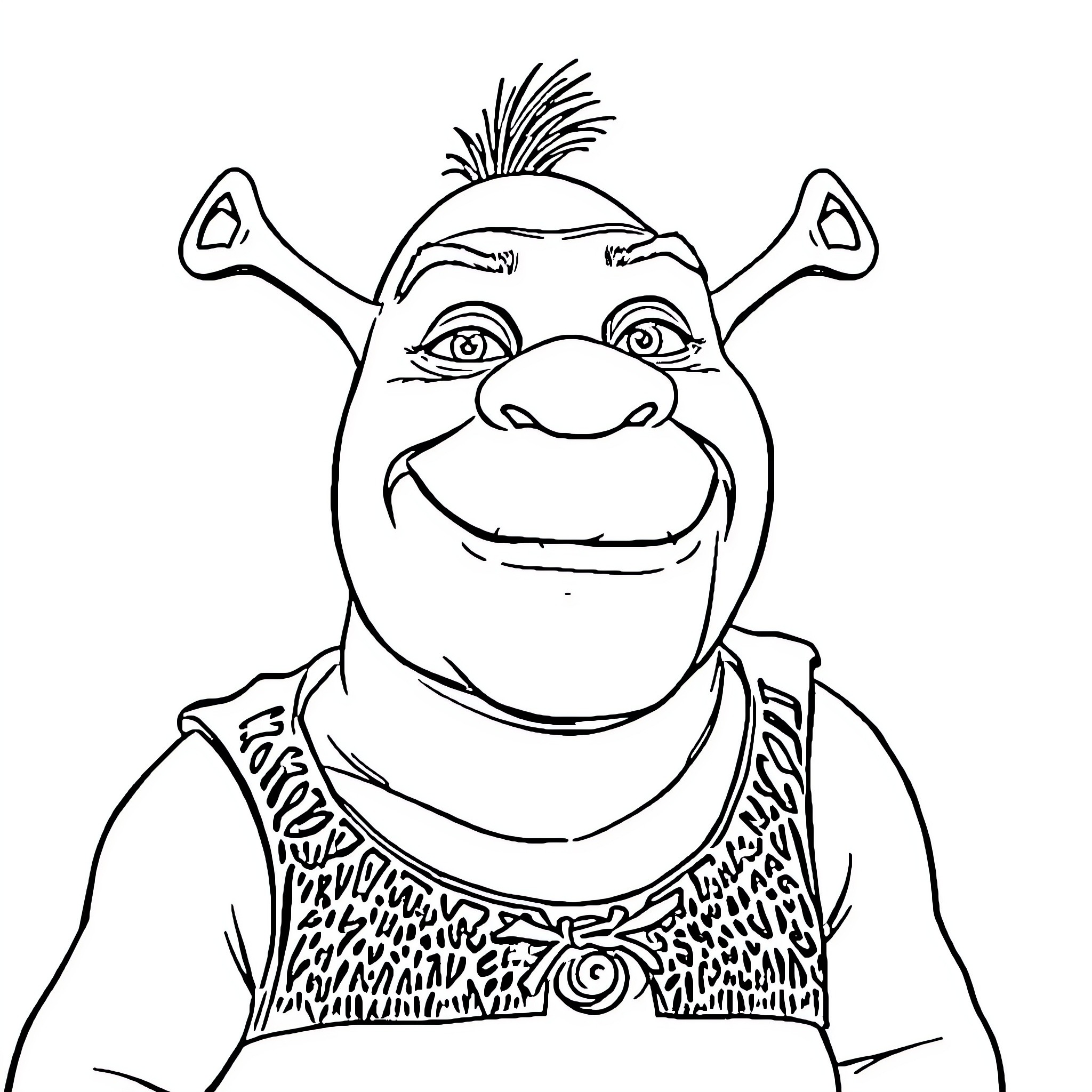 Donkey with a happy expression and unique outfit Coloring Page (free black-and-white line drawing printable PDF for all, from beginners to advanced learners, including children, teens, adults, and seniors)