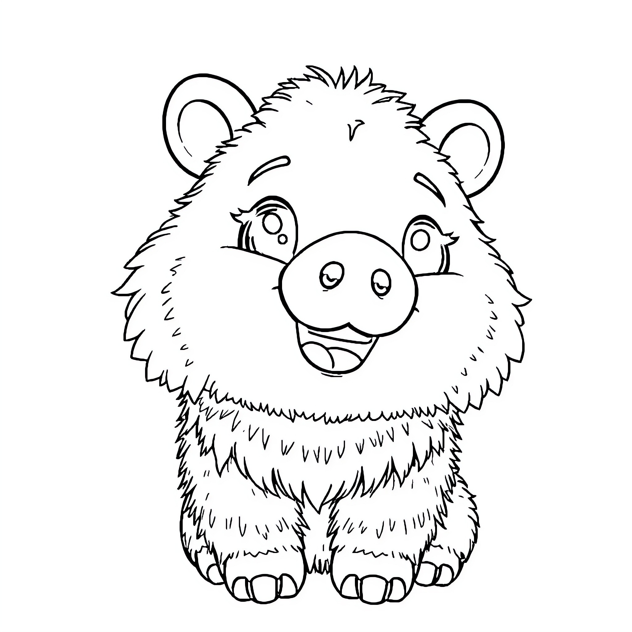 Labubu the Cute and Fuzzy Creature Coloring Page (free black-and-white line drawing printable PDF for all, from beginners to advanced learners, including children, teens, adults, and seniors)