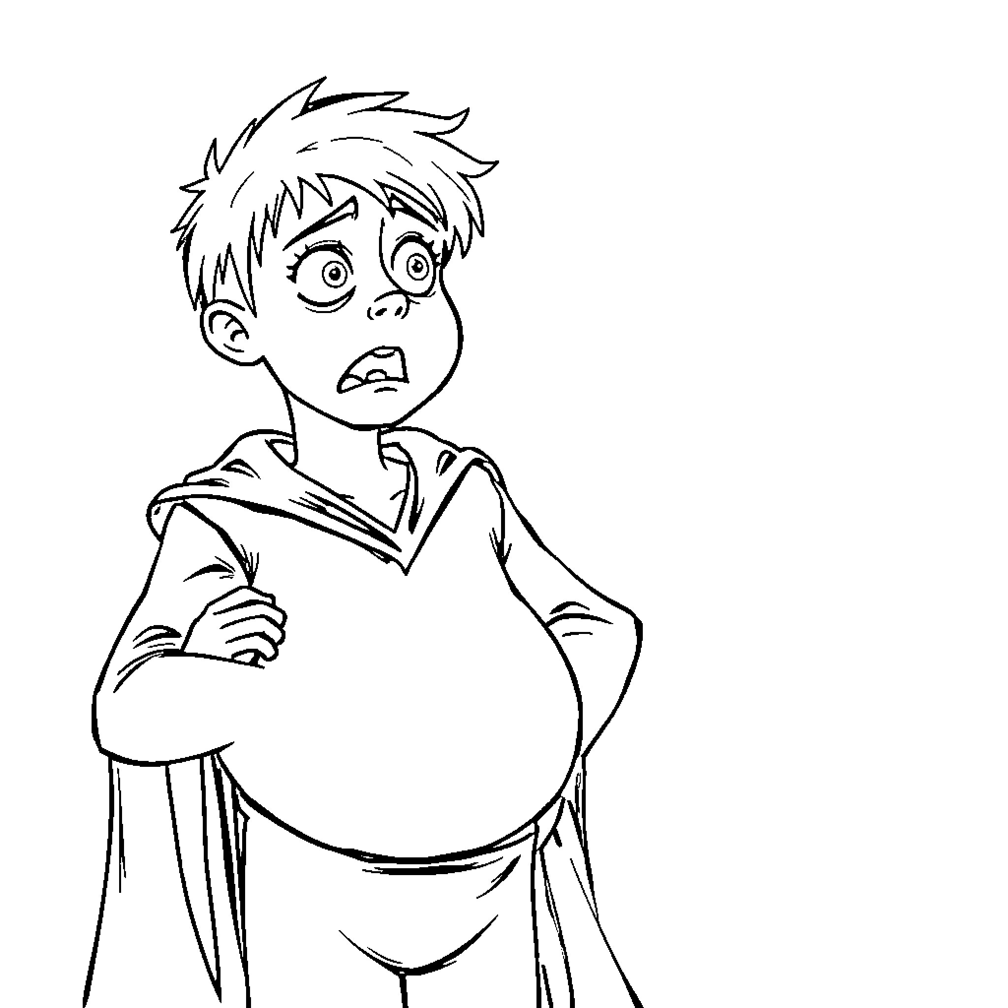 Draco Malfoy in a Perplexed Expression Coloring Page (free black-and-white line drawing printable PDF for all, from beginners to advanced learners, including children, teens, adults, and seniors)