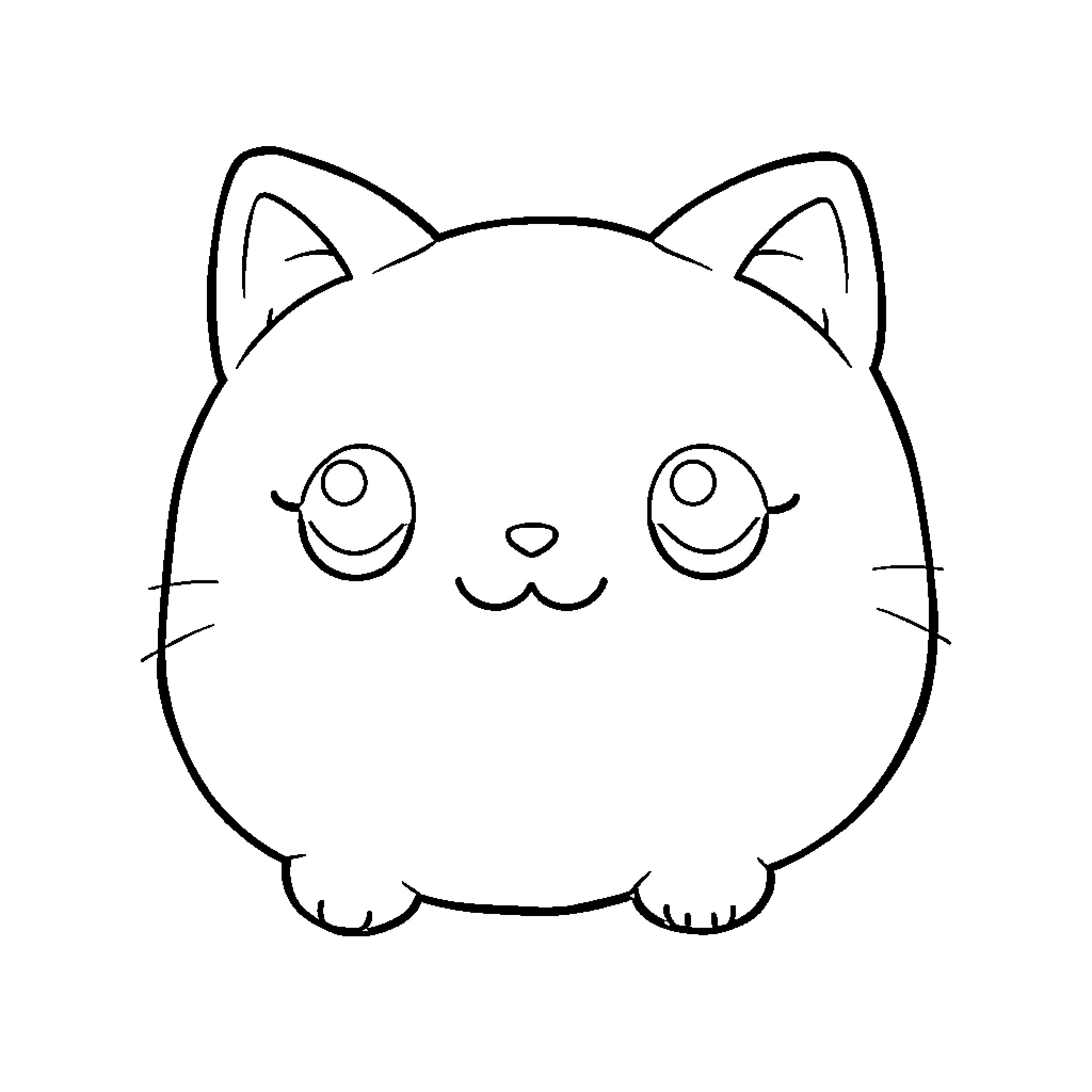 Squishmallow cat with cute expression Coloring Page (free black-and-white line drawing printable PDF for all, from beginners to advanced learners, including children, teens, adults, and seniors)