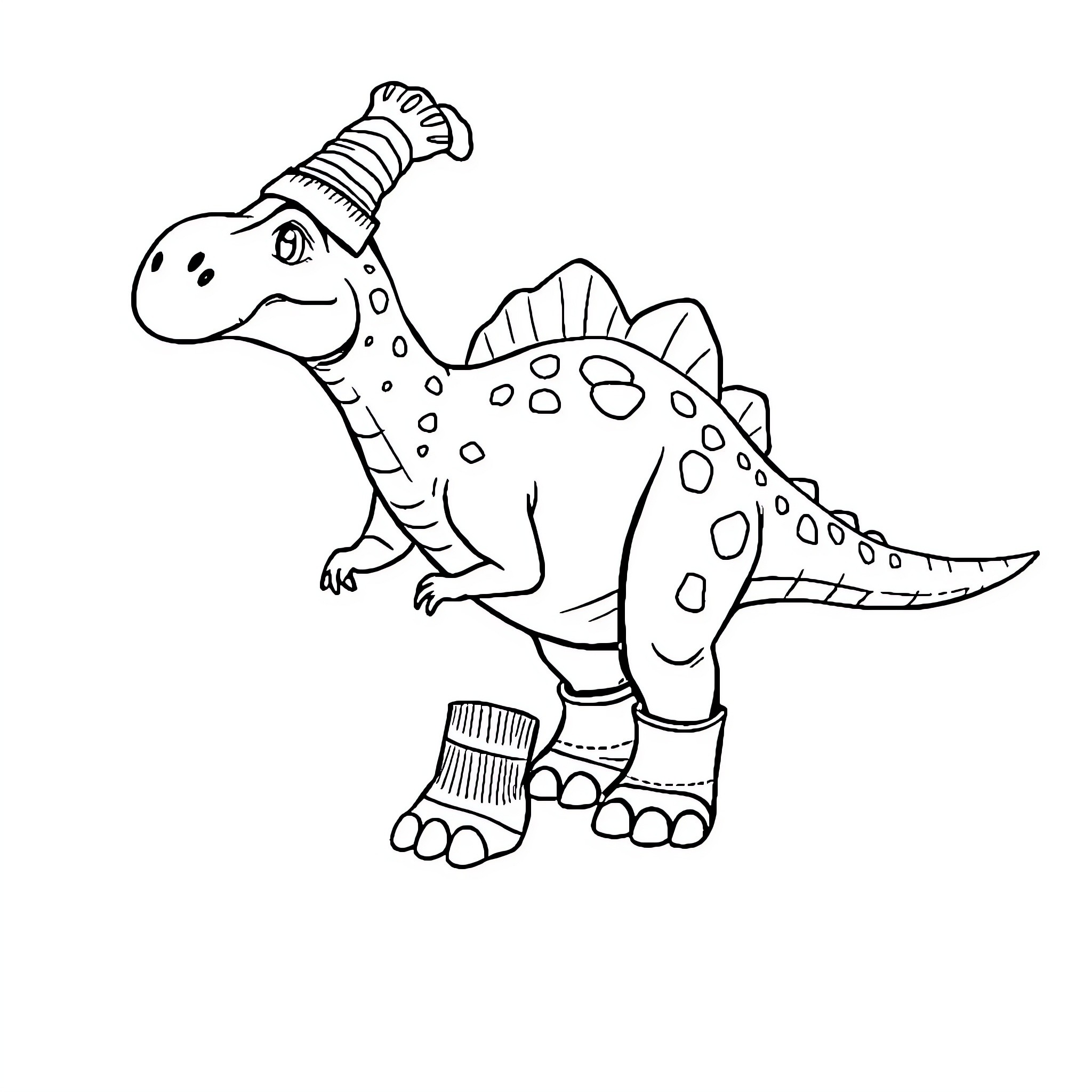 Carnotaurus strolling with playful expression Coloring Page (free black-and-white line drawing printable PDF for all, from beginners to advanced learners, including children, teens, adults, and seniors)