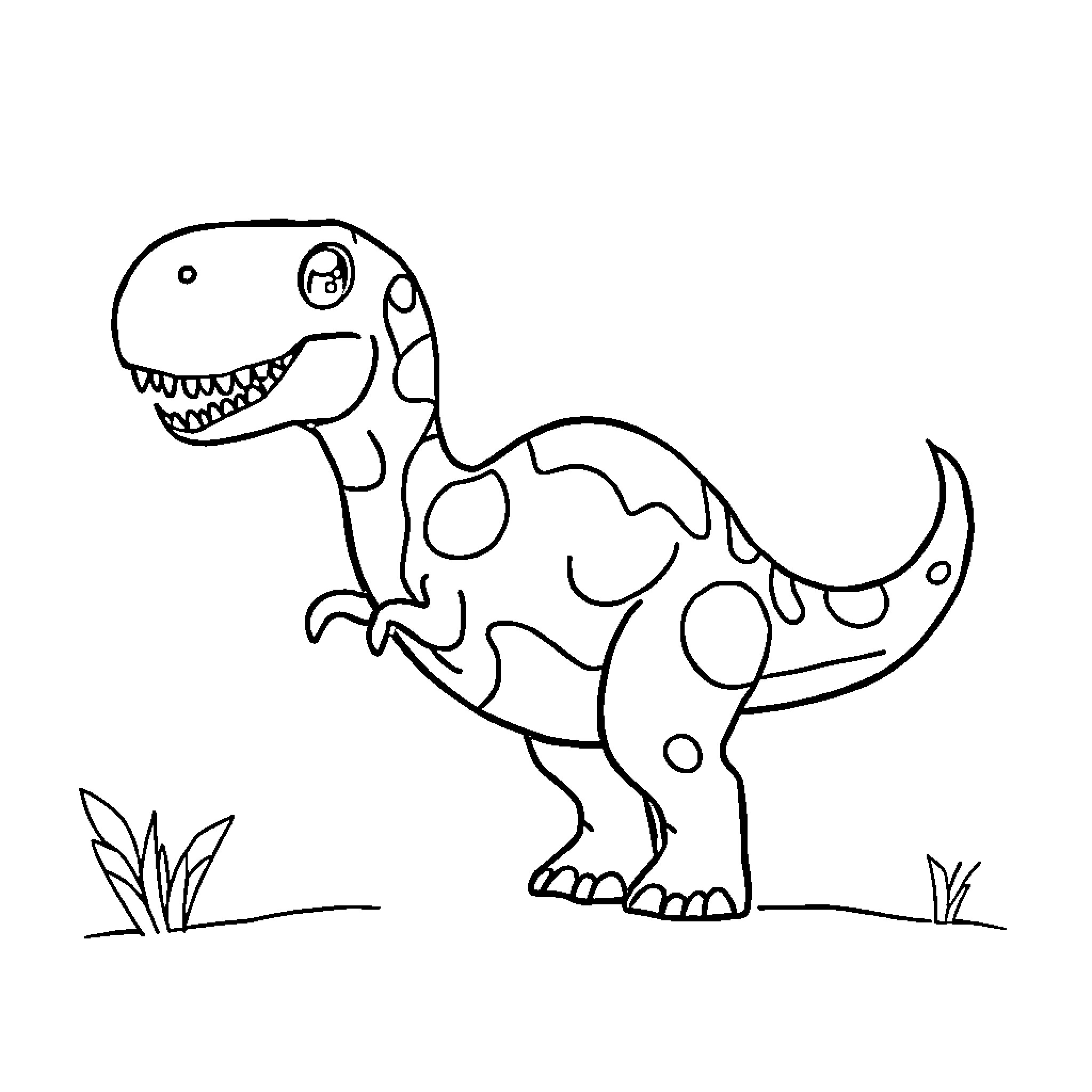 Dinosaur in a simple black and white drawing Coloring Page (free black-and-white line drawing printable PDF for all, from beginners to advanced learners, including children, teens, adults, and seniors)