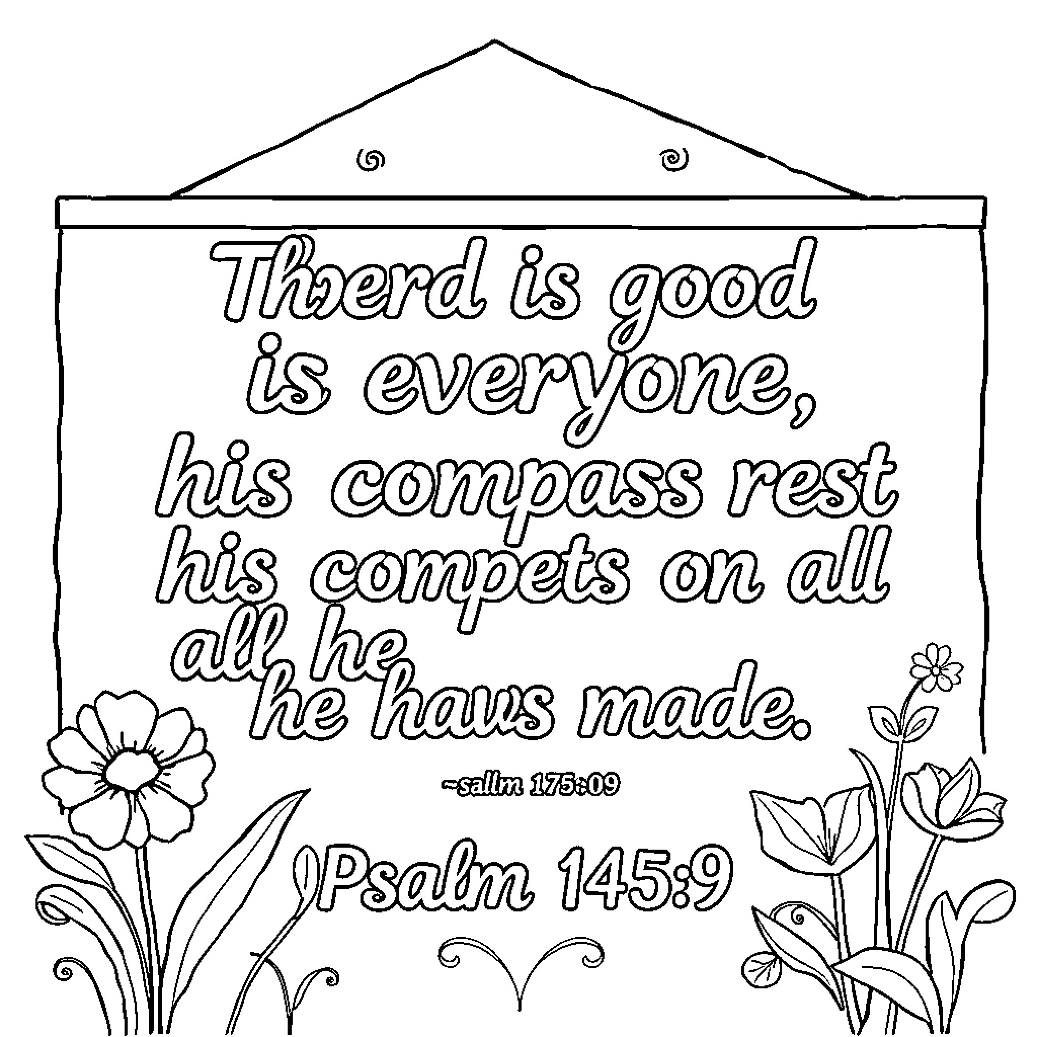 Psalm of Compassion and Comfort Coloring Page (free black-and-white line drawing printable PDF for all, from beginners to advanced learners, including children, teens, adults, and seniors)