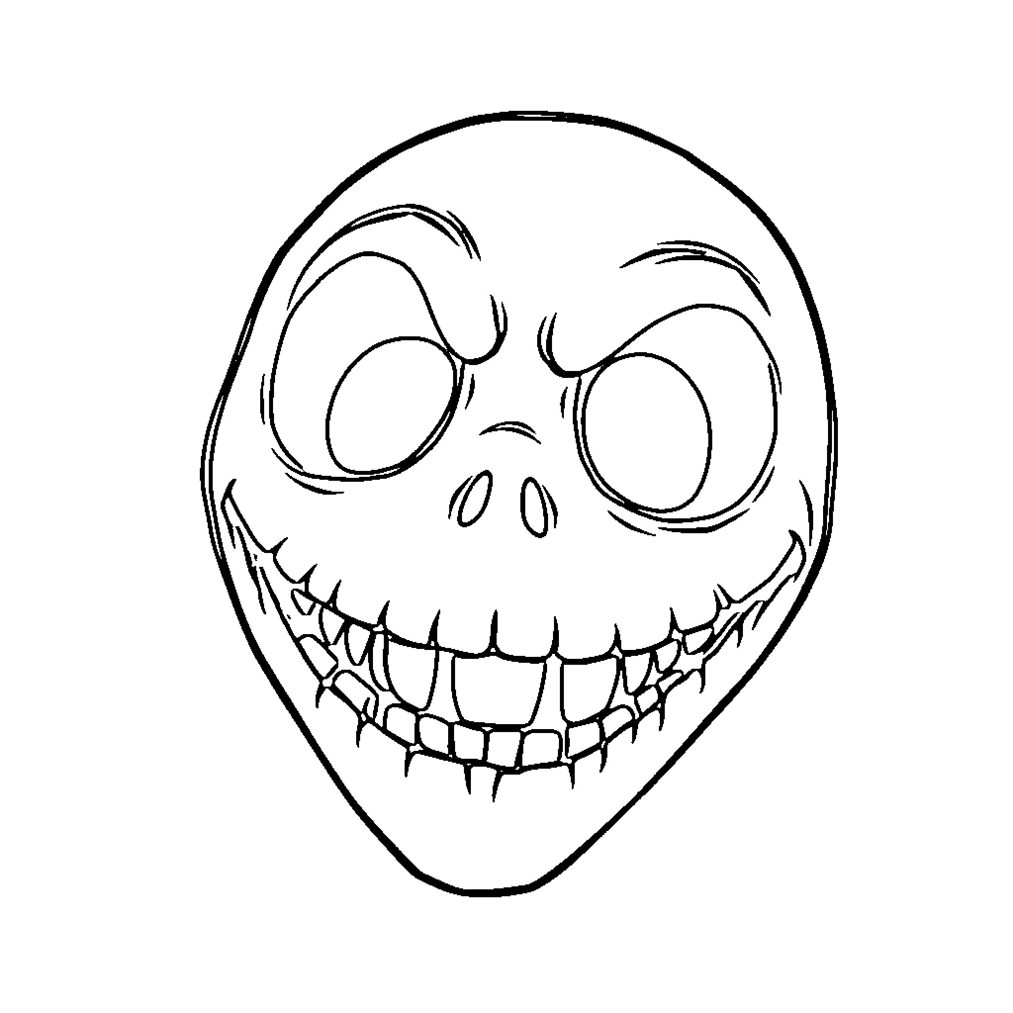 Jack Skellington's Twisted Grin Coloring Page (free black-and-white line drawing printable PDF for all, from beginners to advanced learners, including children, teens, adults, and seniors)