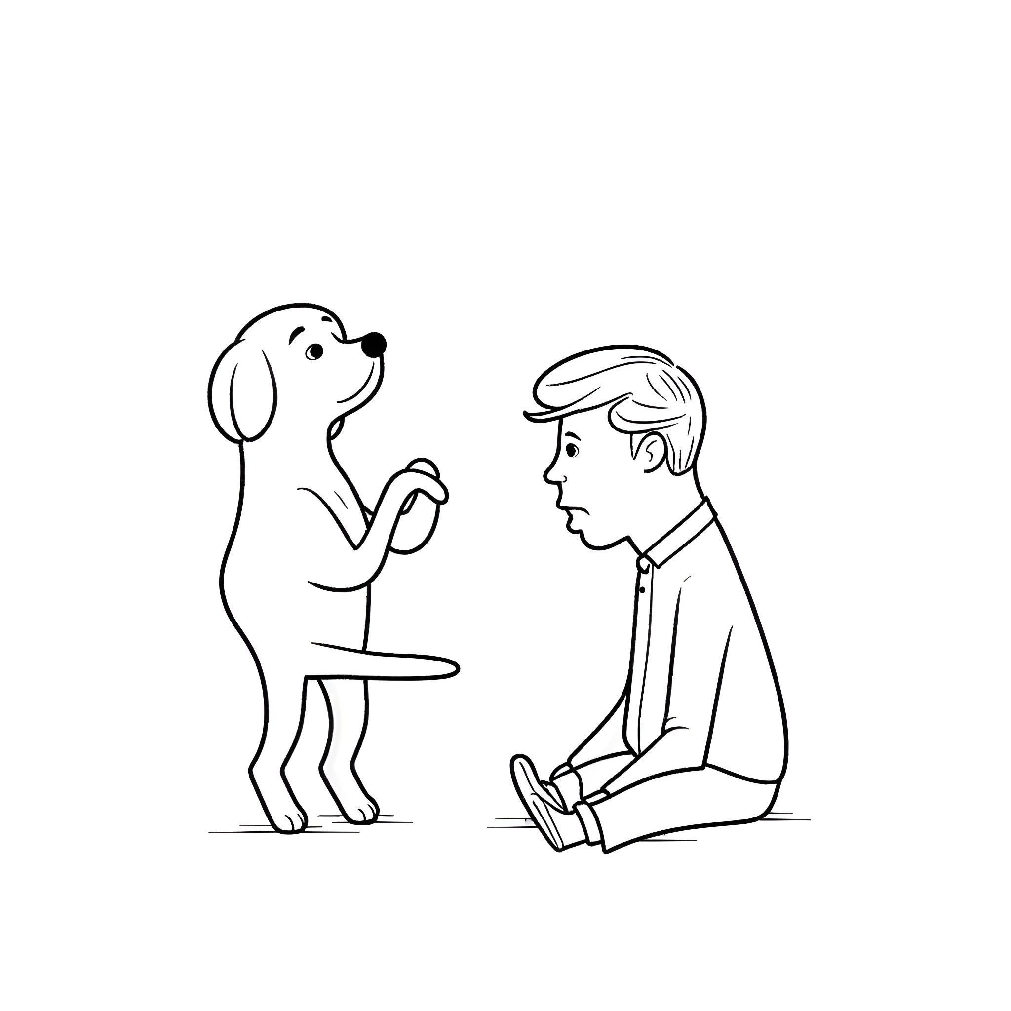 Labrador Retrieving a Hat for its Owner Coloring Page (free black-and-white line drawing printable PDF for all, from beginners to advanced learners, including children, teens, adults, and seniors)
