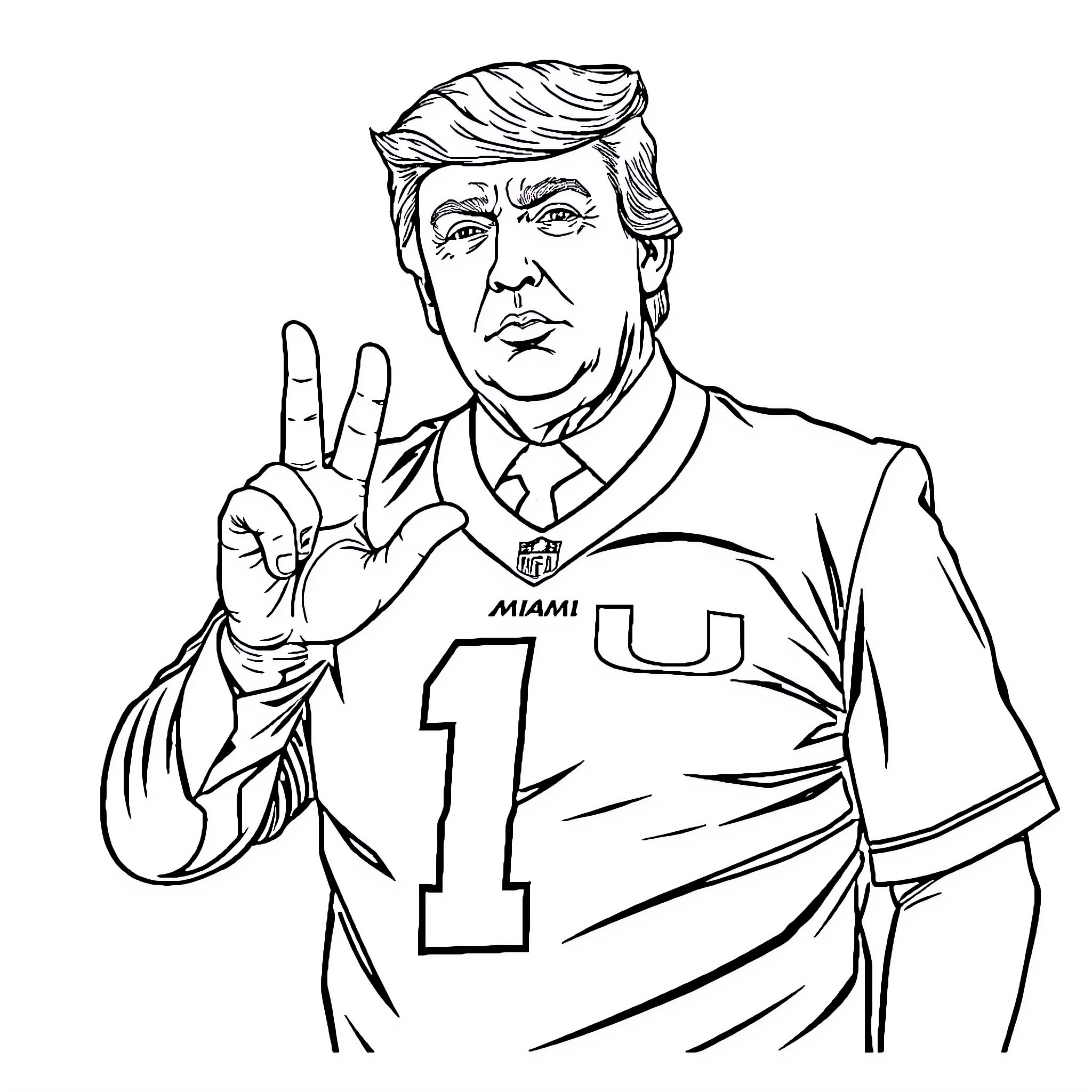 President making a gesture in sports attire Coloring Page (free black-and-white line drawing printable PDF for all, from beginners to advanced learners, including children, teens, adults, and seniors)