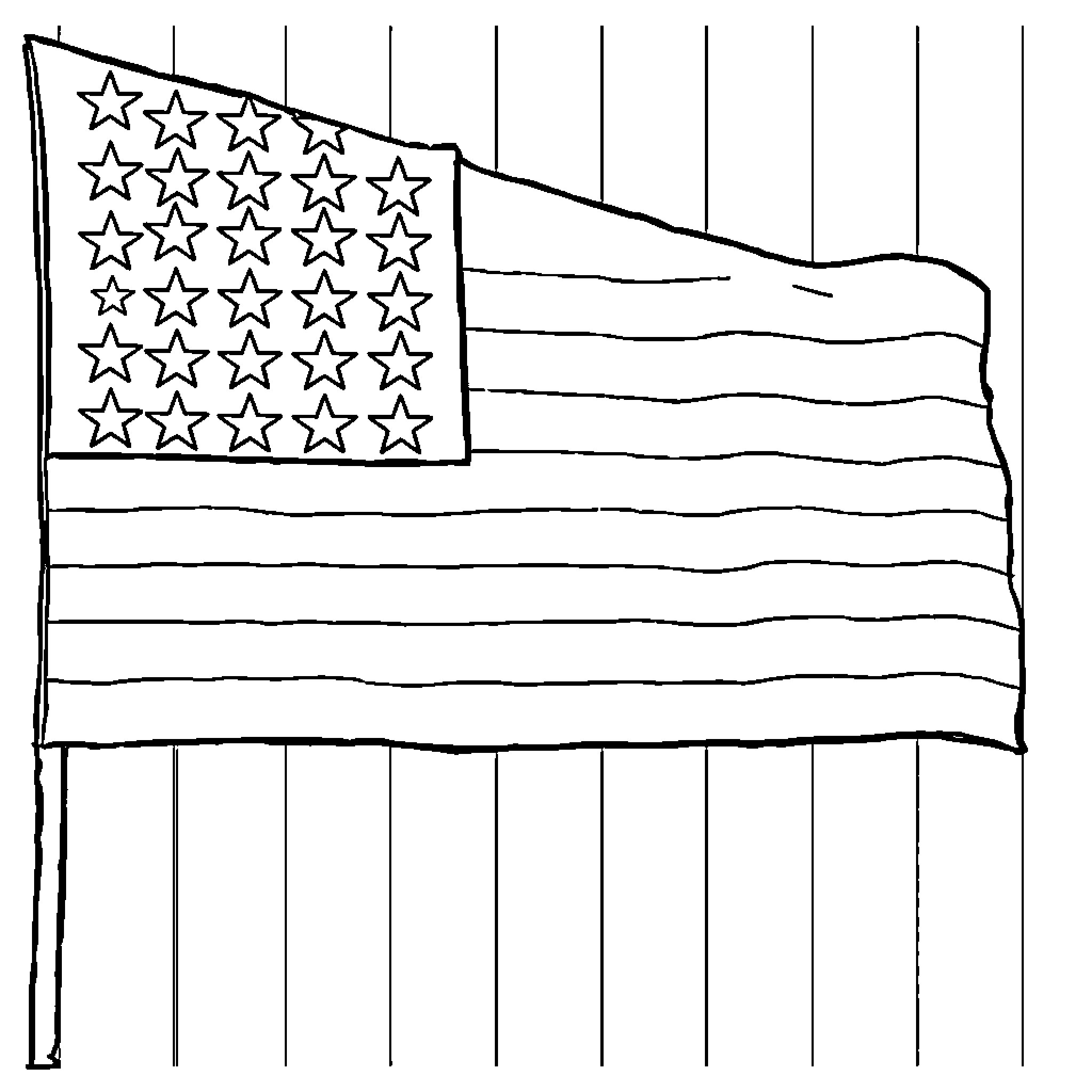 Flag waving in the wind Coloring Page (free black-and-white line drawing printable PDF for all, from beginners to advanced learners, including children, teens, adults, and seniors)