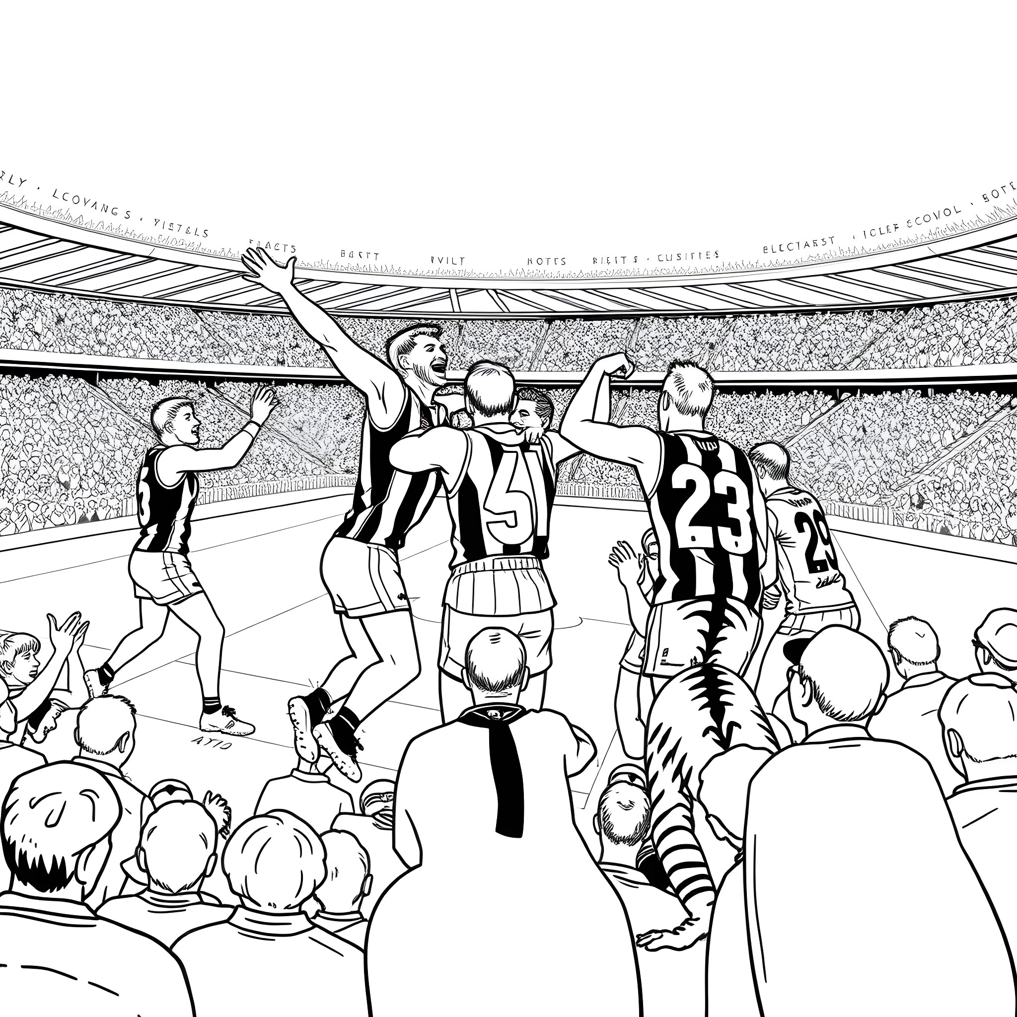 Cat Jumping High in a Basketball Game Coloring Page (free black-and-white line drawing printable PDF for all, from beginners to advanced learners, including children, teens, adults, and seniors)