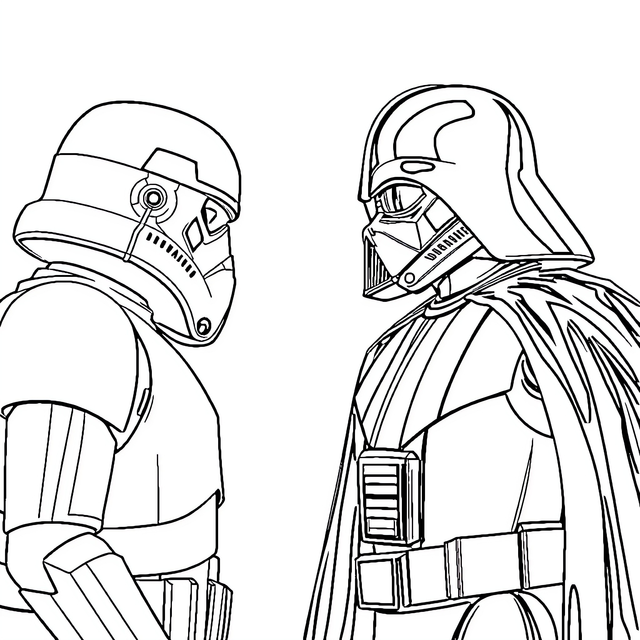 Stormtroopers in action Coloring Page (free black-and-white line drawing printable PDF for all, from beginners to advanced learners, including children, teens, adults, and seniors)