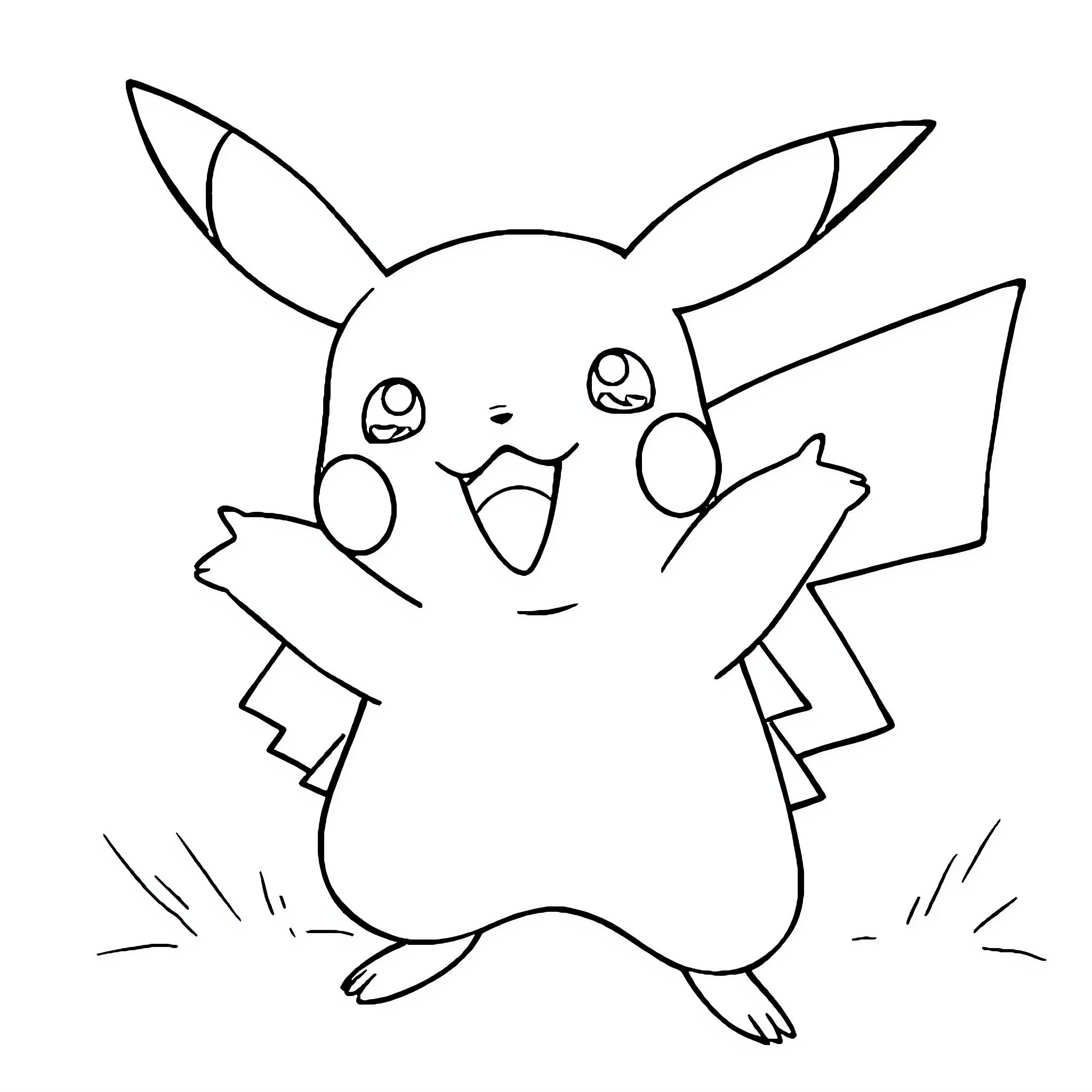 Pikachu making a funny expression Coloring Page (free black-and-white line drawing printable PDF for all, from beginners to advanced learners, including children, teens, adults, and seniors)
