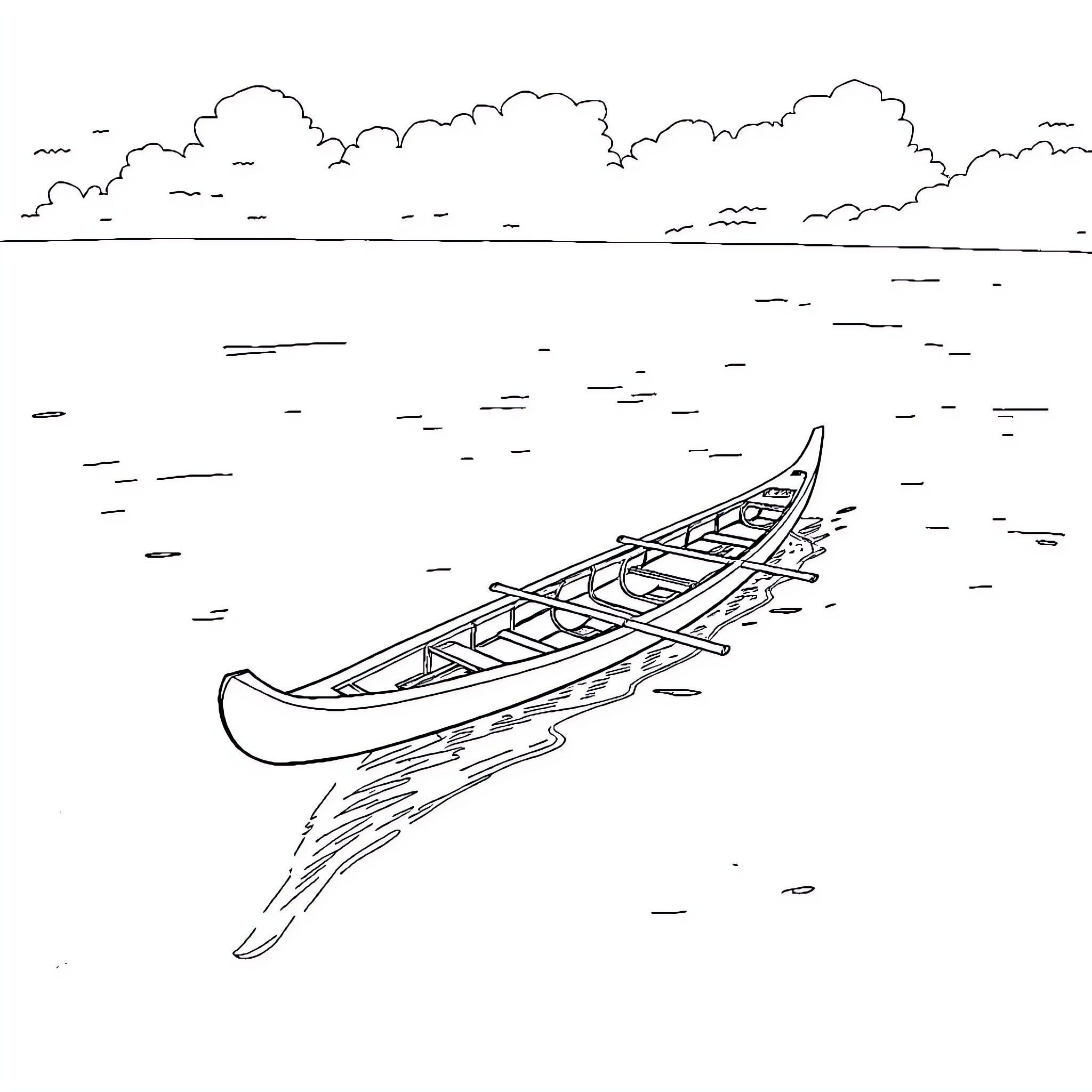 Tipaerua - Boat gliding across the waters Coloring Page (free black-and-white line drawing printable PDF for all, from beginners to advanced learners, including children, teens, adults, and seniors)