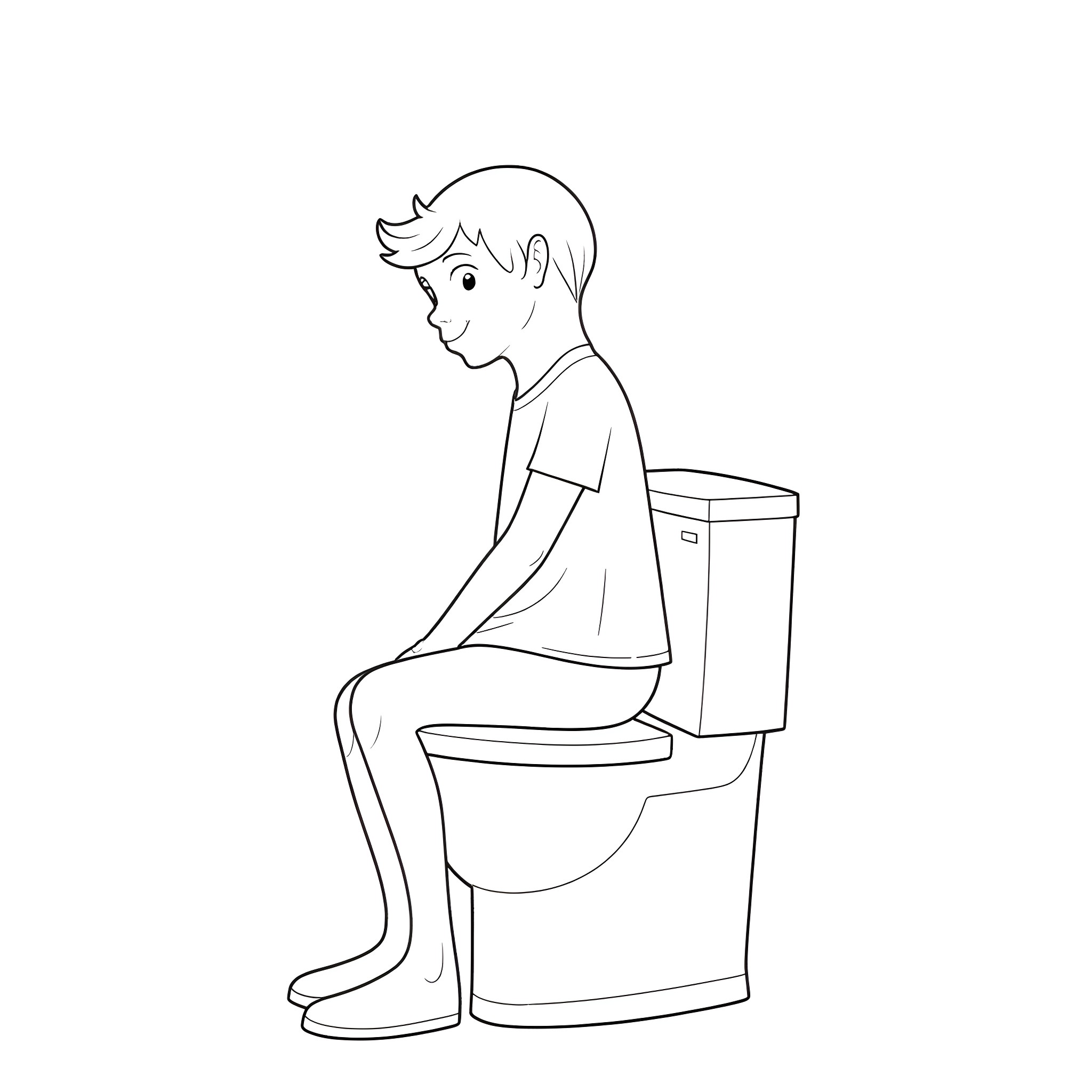 Alexander Siamatas sitting on a toilet Coloring Page (free black-and-white line drawing printable PDF for all, from beginners to advanced learners, including children, teens, adults, and seniors)