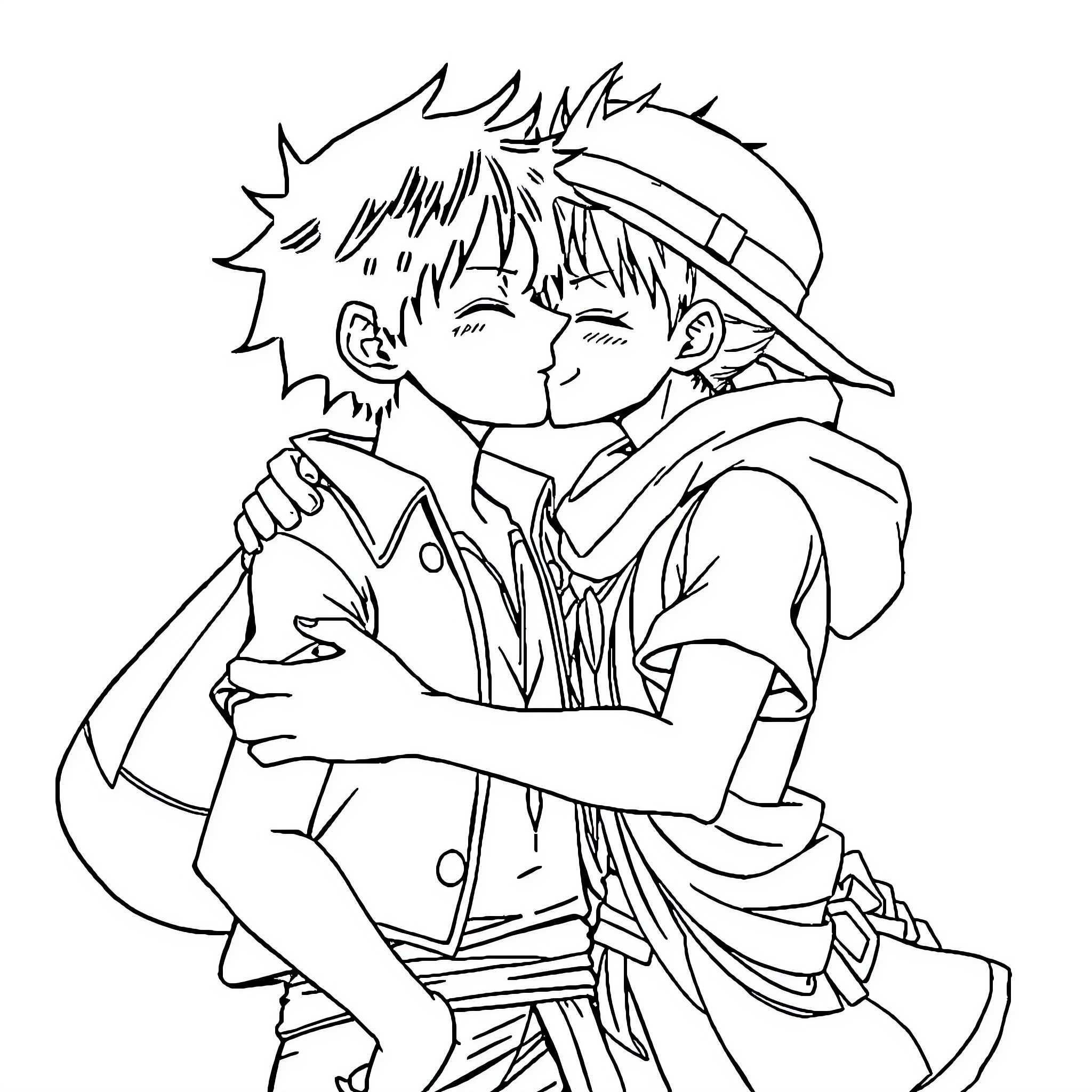 Luffy enjoying a moment of rest in his adventure Coloring Page (free black-and-white line drawing printable PDF for all, from beginners to advanced learners, including children, teens, adults, and seniors)