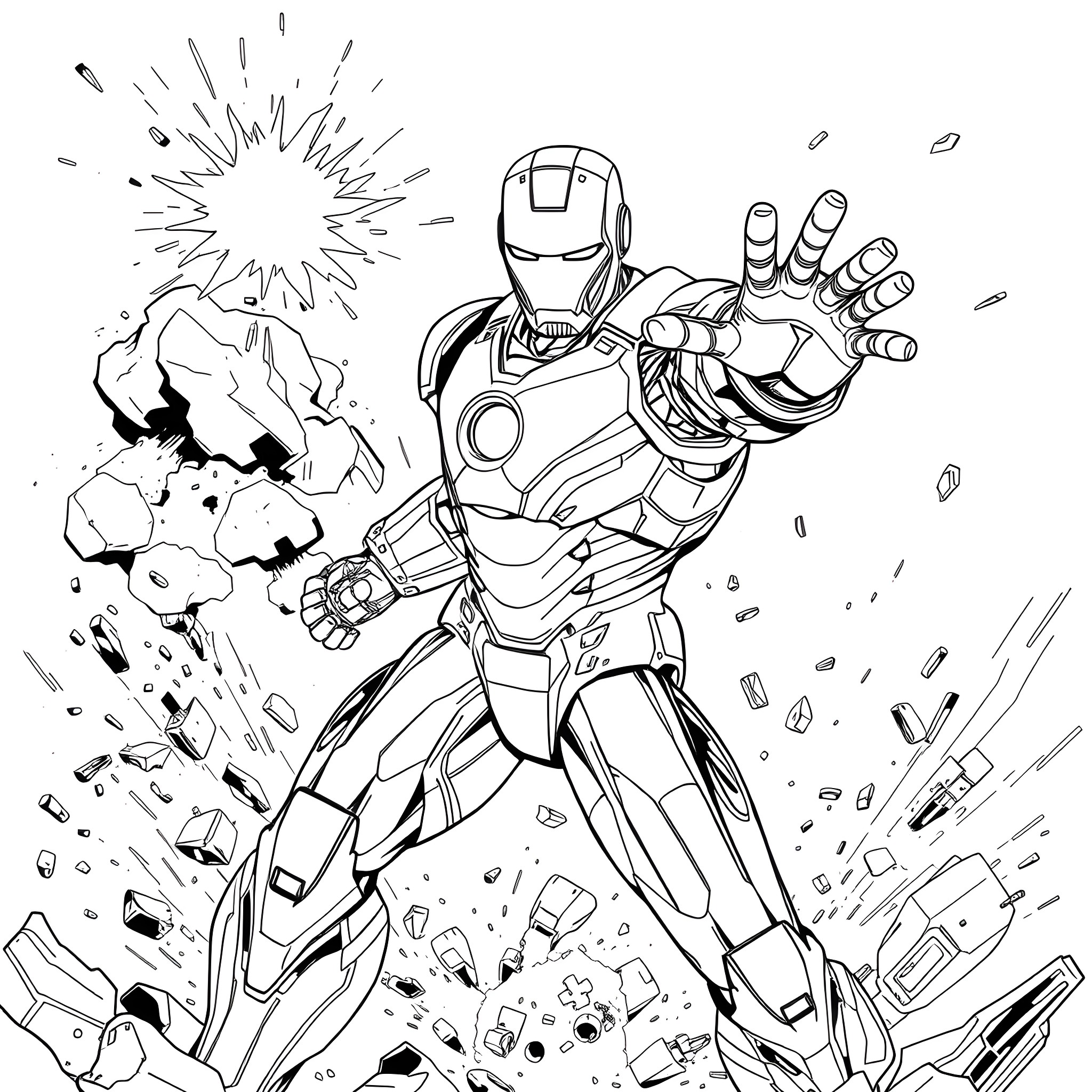 Panda superhero unleashes powerful attack Coloring Page (free black-and-white line drawing printable PDF for all, from beginners to advanced learners, including children, teens, adults, and seniors)