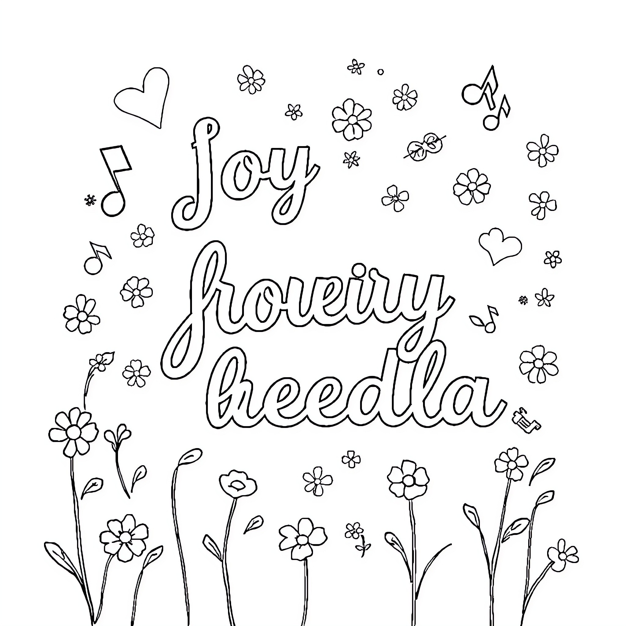 Tralalero Joyful Floral Doodle Wonderland Coloring Page (free black-and-white line drawing printable PDF for all, from beginners to advanced learners, including children, teens, adults, and seniors)